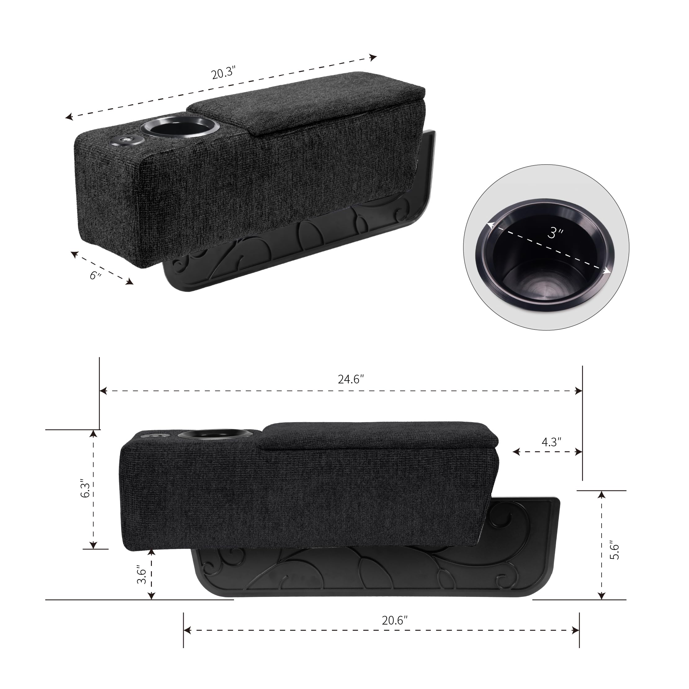 Multifunctional Sofa Armrest with Wireless Charger & Storage | Removable Couch Caddy with LED Reading Light | Perfect for Living Room, Bedroom & Office Use