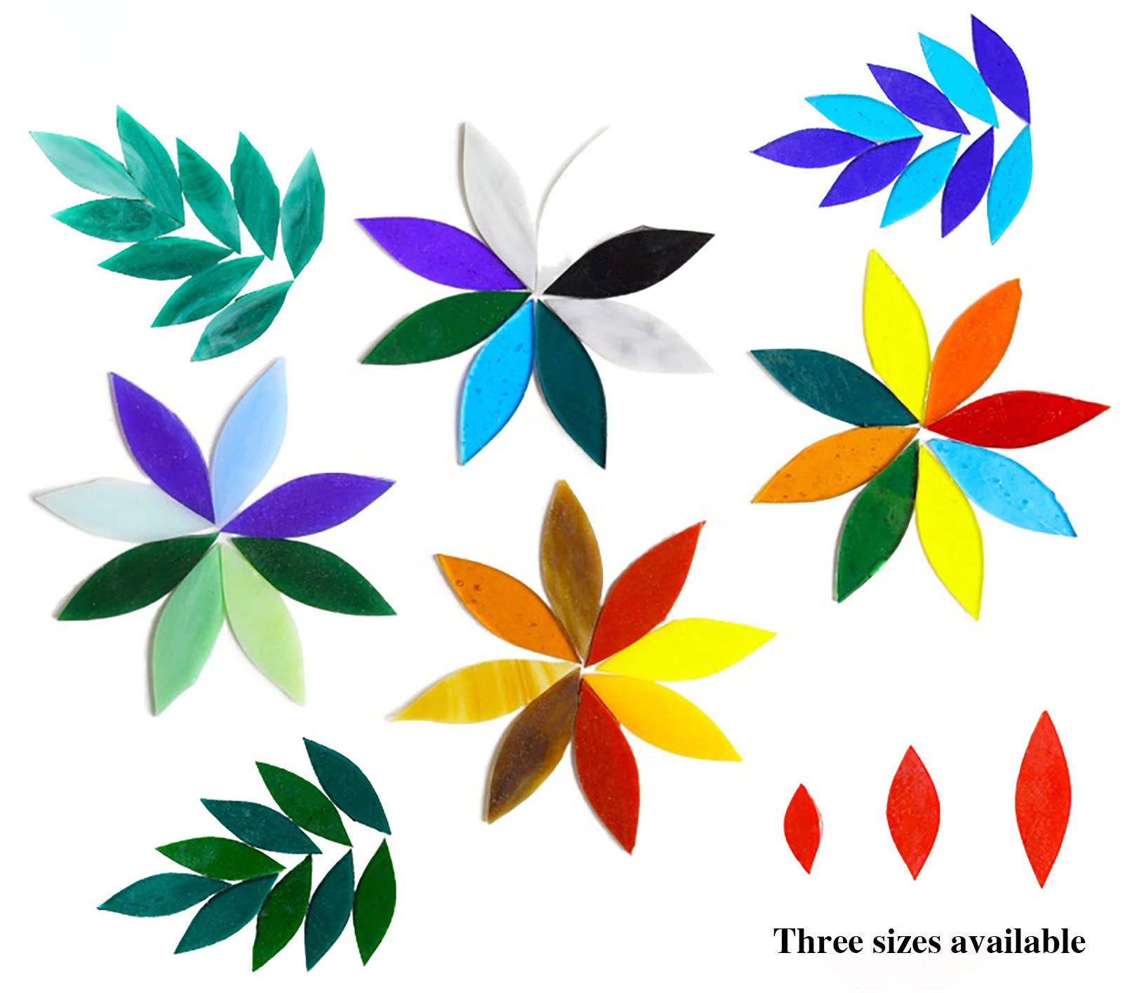 15-Piece Mosaic Tiles Kit (50g) - Natural Mica Stained Glass Petal & Leaf Tiles for DIY Crafts, Home Decor, Picture Frames & Flower Pots - 5x2cm Beige Decorative Tiles | Perfect for Scrapbooking, Jewelry Making & Wall Art Projects