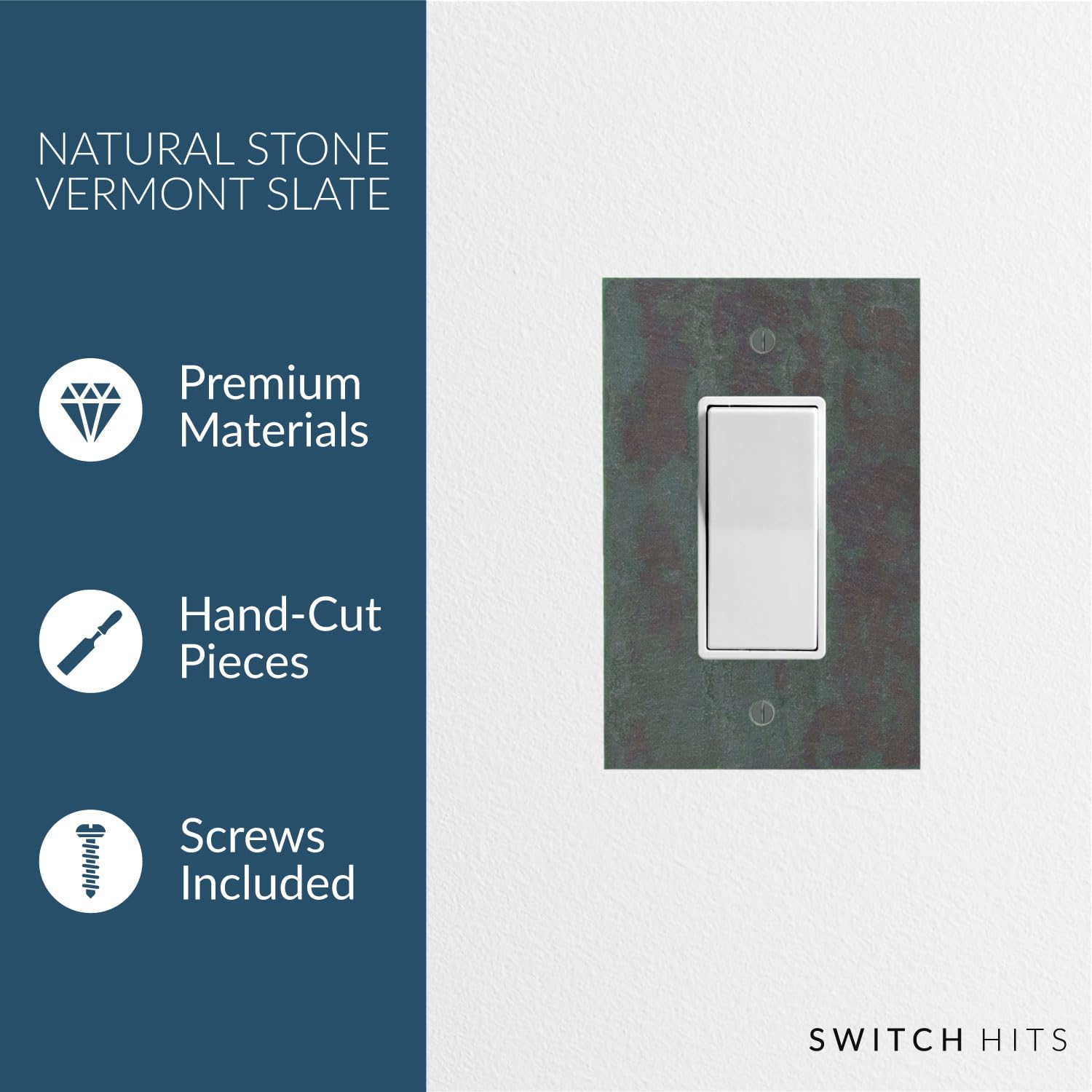 Decorative Vermont Slate GFCI Rocker Switch Plate Cover - 1 Gang, 3.25