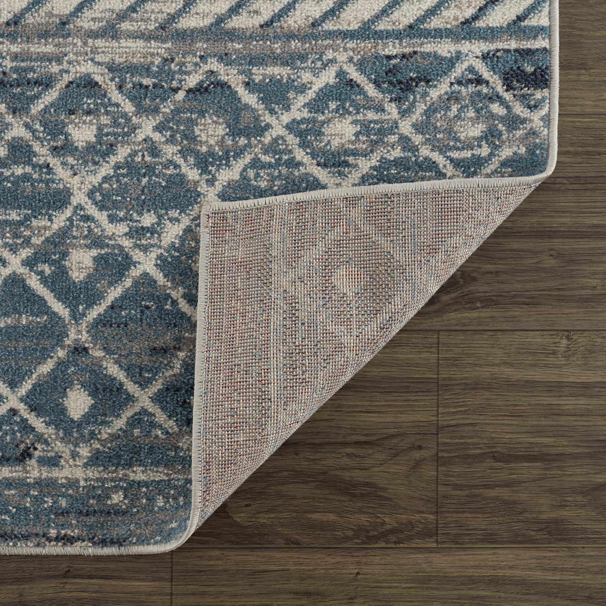 Premium Machine Washable Area Rug for Living Room & Bedroom - Black, Blue, Gray - 9'3