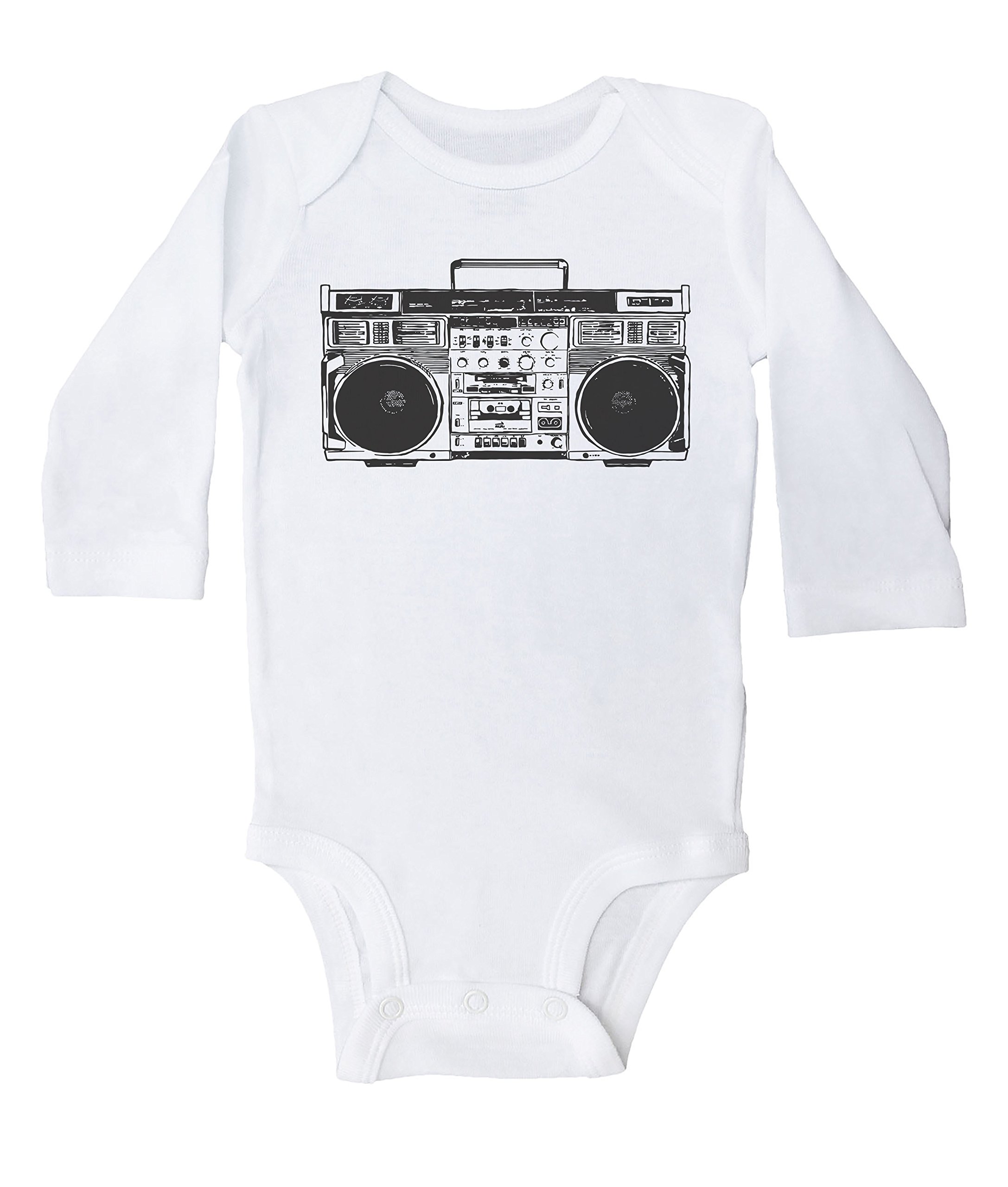 Retro Music Baby Onesie - Boombox Print Unisex Baby & Toddler Bodysuit - Cute Outfit for Music Lovers & Photo Shoots