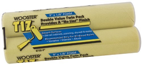 Wooster Brush R730-9 Tiz Foam Roller Cover, 1/8-Inch Nap, 2-Pack, 9-Inch for Smooth Paint Finish - Perfect for Walls, Ceilings & DIY Projects