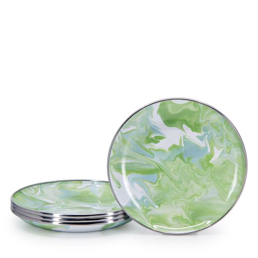 Modern Monet Swirl Appetizer Plates - Set of 4 (5.75 Inch) - Elegant Small Dishes for Cheese, Desserts & Party Snacks - Perfect for Dinner Parties, Bridal Showers & Entertaining Guests