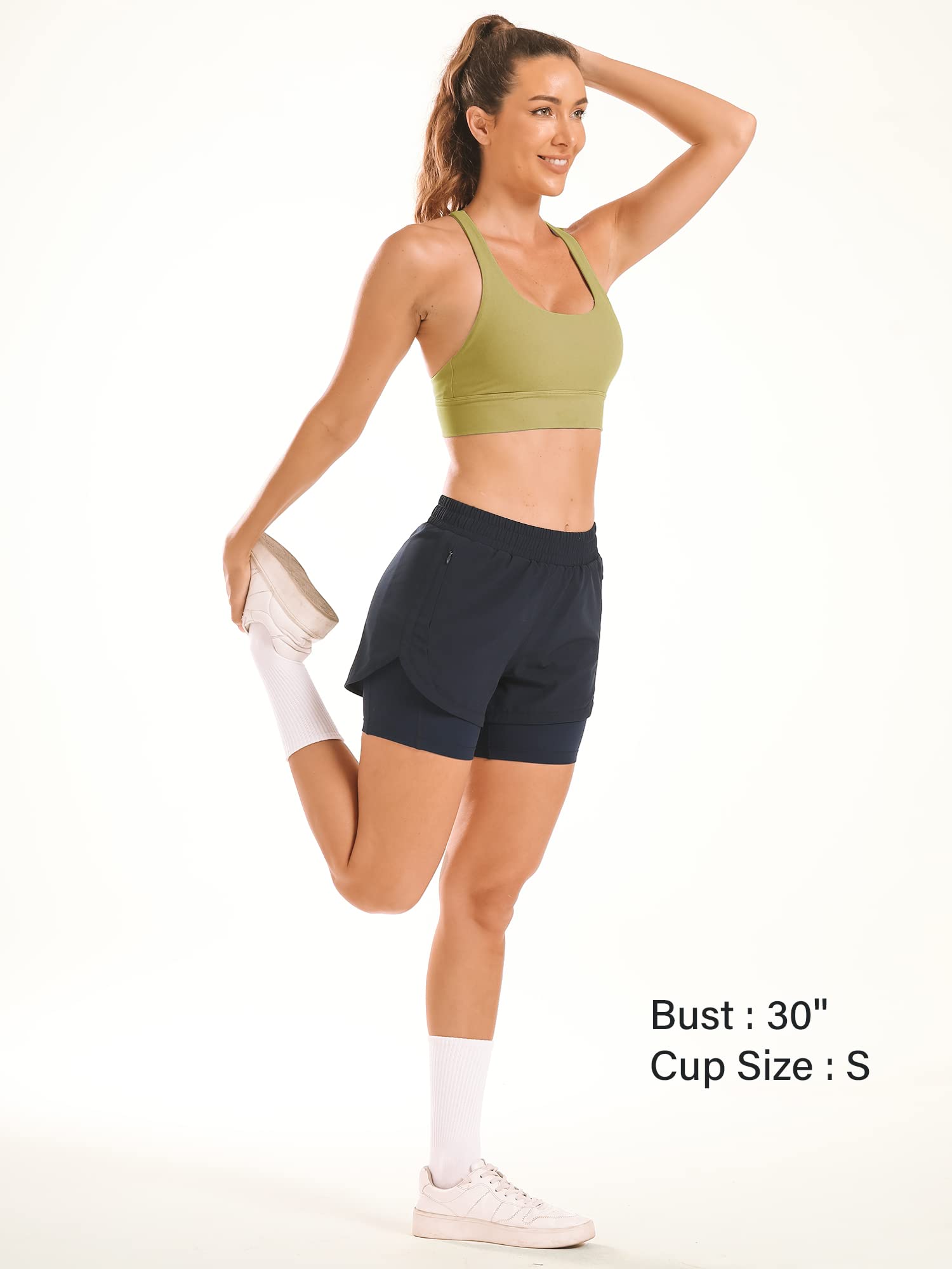 Stelle Women's Strappy Sports Bra - Full Coverage Criss Cross Back Yoga Bra with Padded Support for Workout, Running & Gym - Comfortable High Impact Activewear for Fitness & Yoga