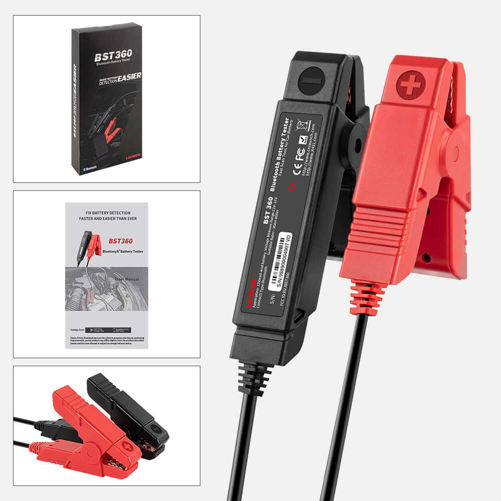 LAUNCH® BST360 Bluetooth Battery Tester for 6V & 12V Vehicles - Diagnose Car, Motorcycle, ATV & Boat Batteries with Wireless Convenience