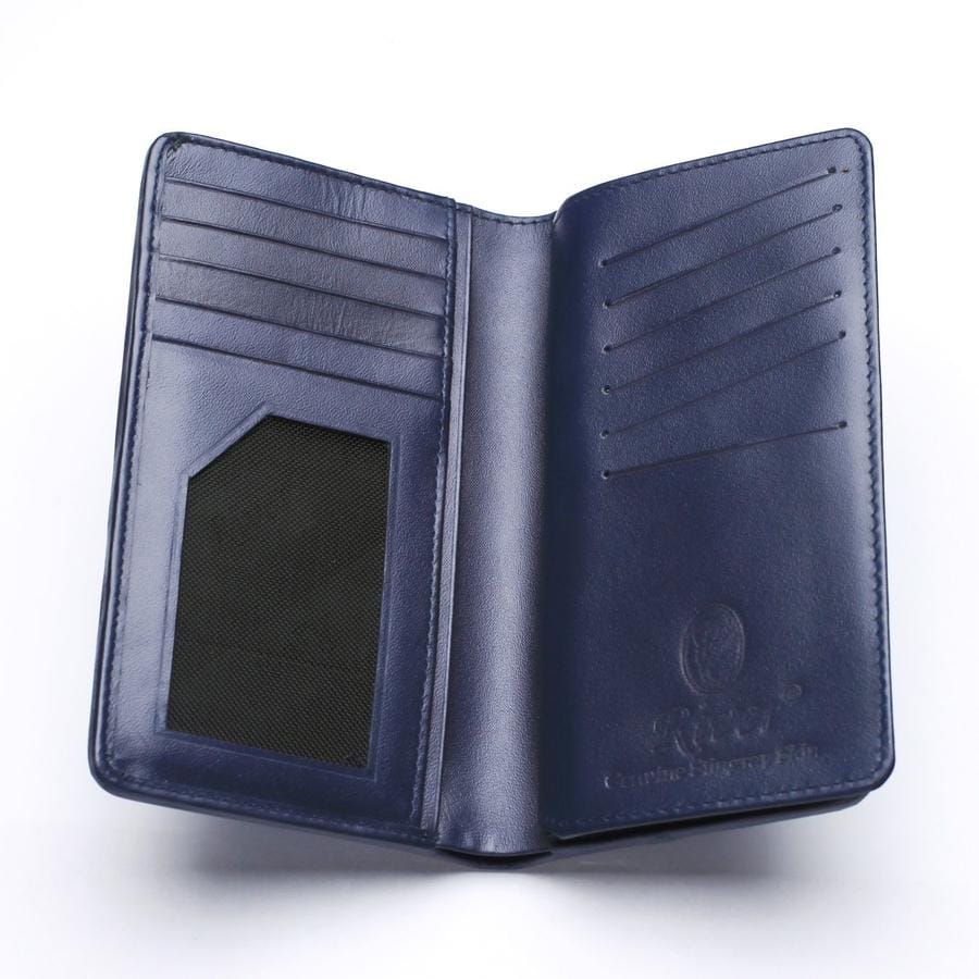 Premium Blue Stingray Skin Leather Long Wallet for Men - RFID Blocking Bifold Wallet with Money Clip - Perfect for Business, Travel & Everyday Use