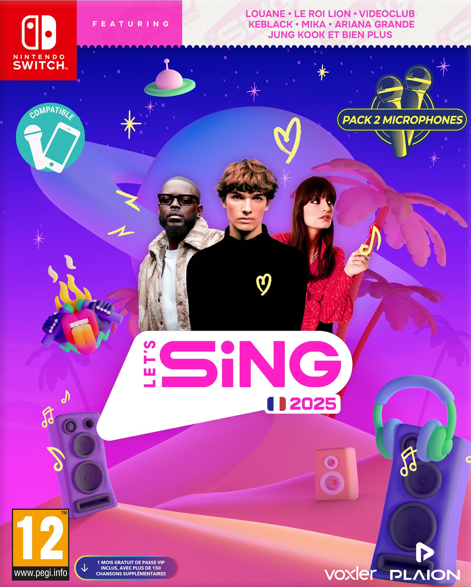 Let's Sing 2025 with Microphones - Nintendo Switch Karaoke Game Bundle | Family Party & Music Entertainment