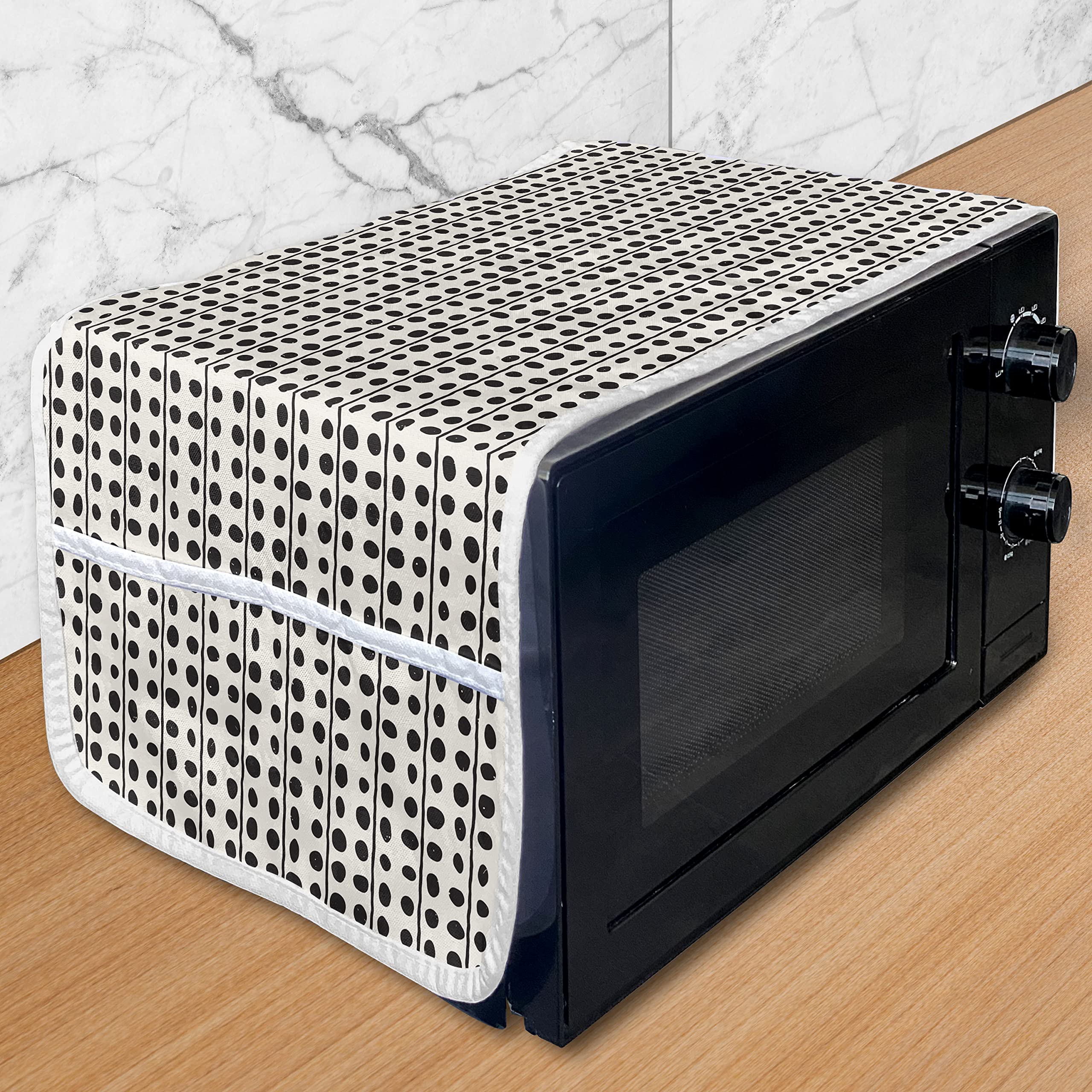 Ambesonne Abstract Microwave Oven Cover - Waterproof Kitchen Organizer with Pockets, 36