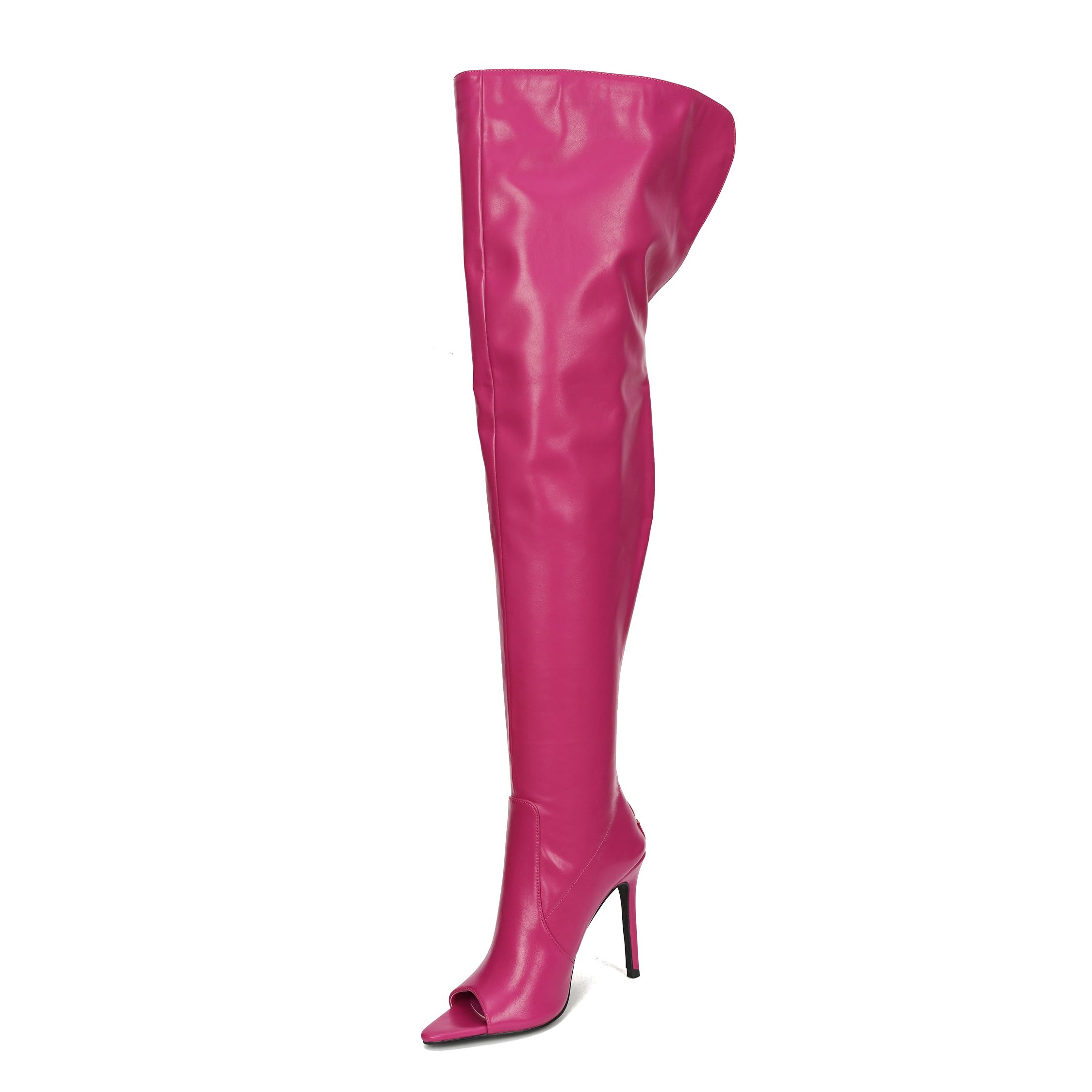 Cape Robbin Women's Toxic Faux Snake Thigh High Over The Knee Boots - Peep Toe Stiletto Heel Fashion Dress Boots for Party, Night Out & Evening Wear