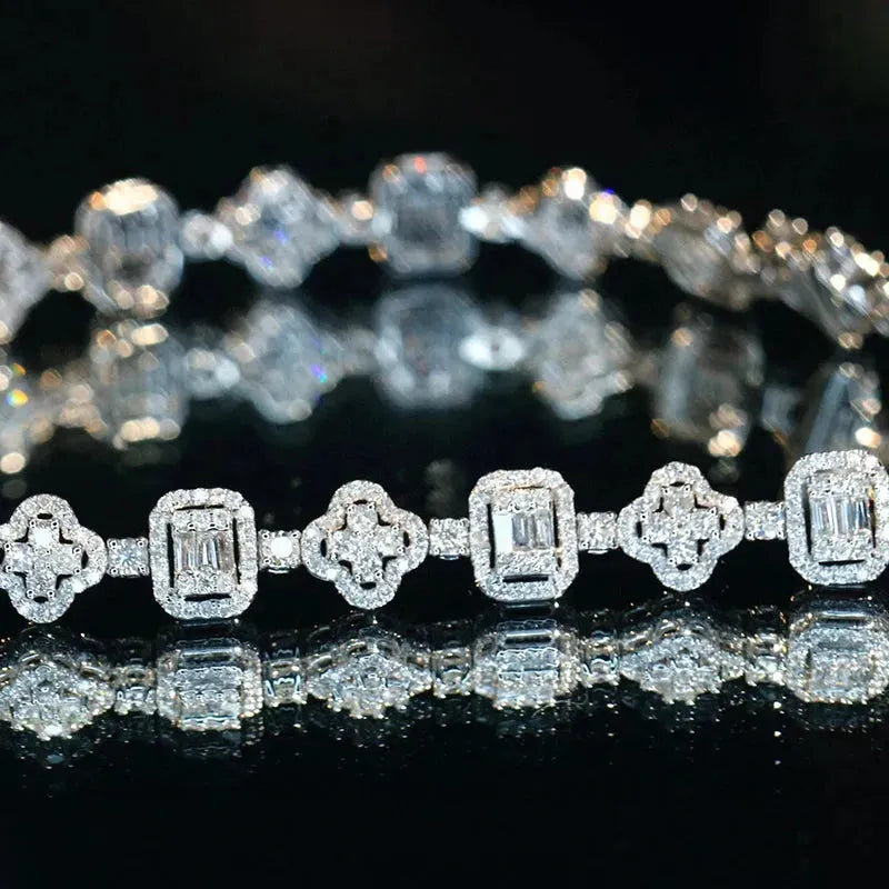 18K White Gold Diamond Bracelet for Women - 3.2 Carat Real Natural Diamonds, Vintage Shiny Style Jewelry - Perfect for Parties, Weddings & Special Occasions