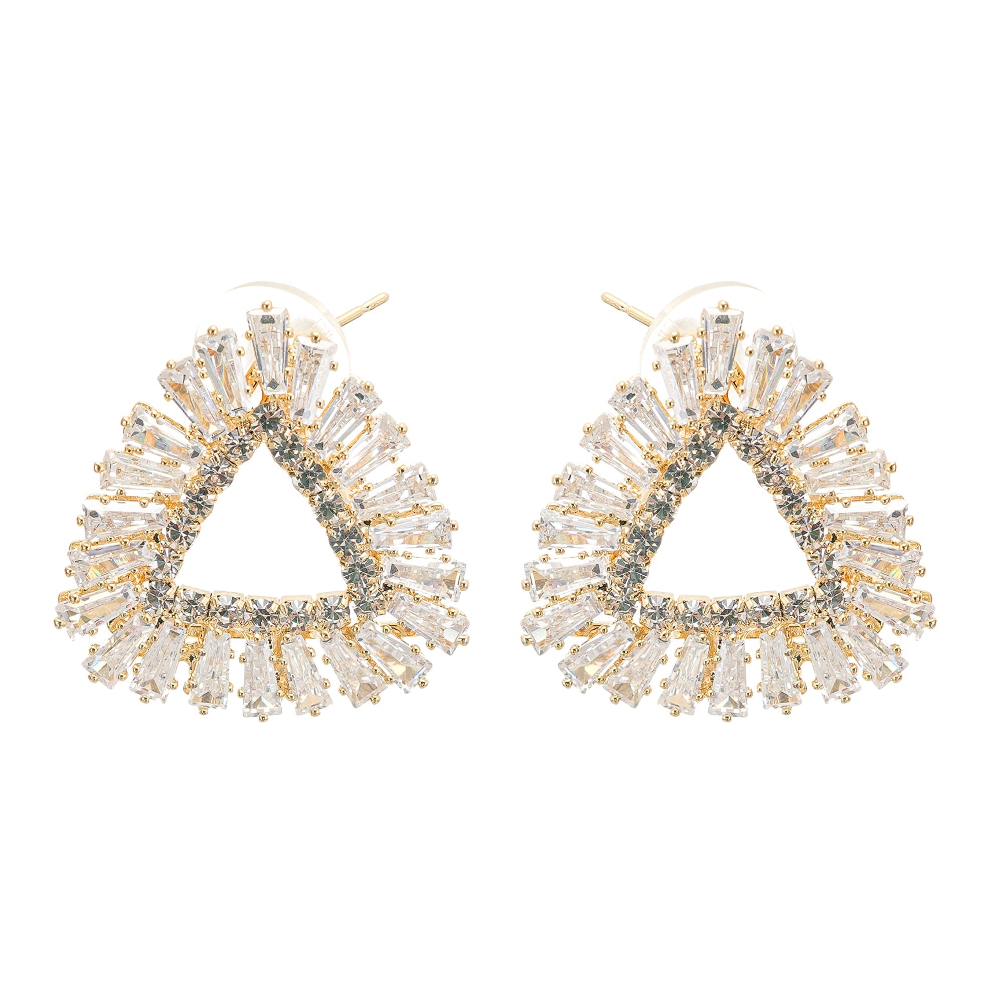 Elegant Aurore Triangle Crystal Embellished Earrings for Women – Perfect for Parties, Weddings & Special Occasions