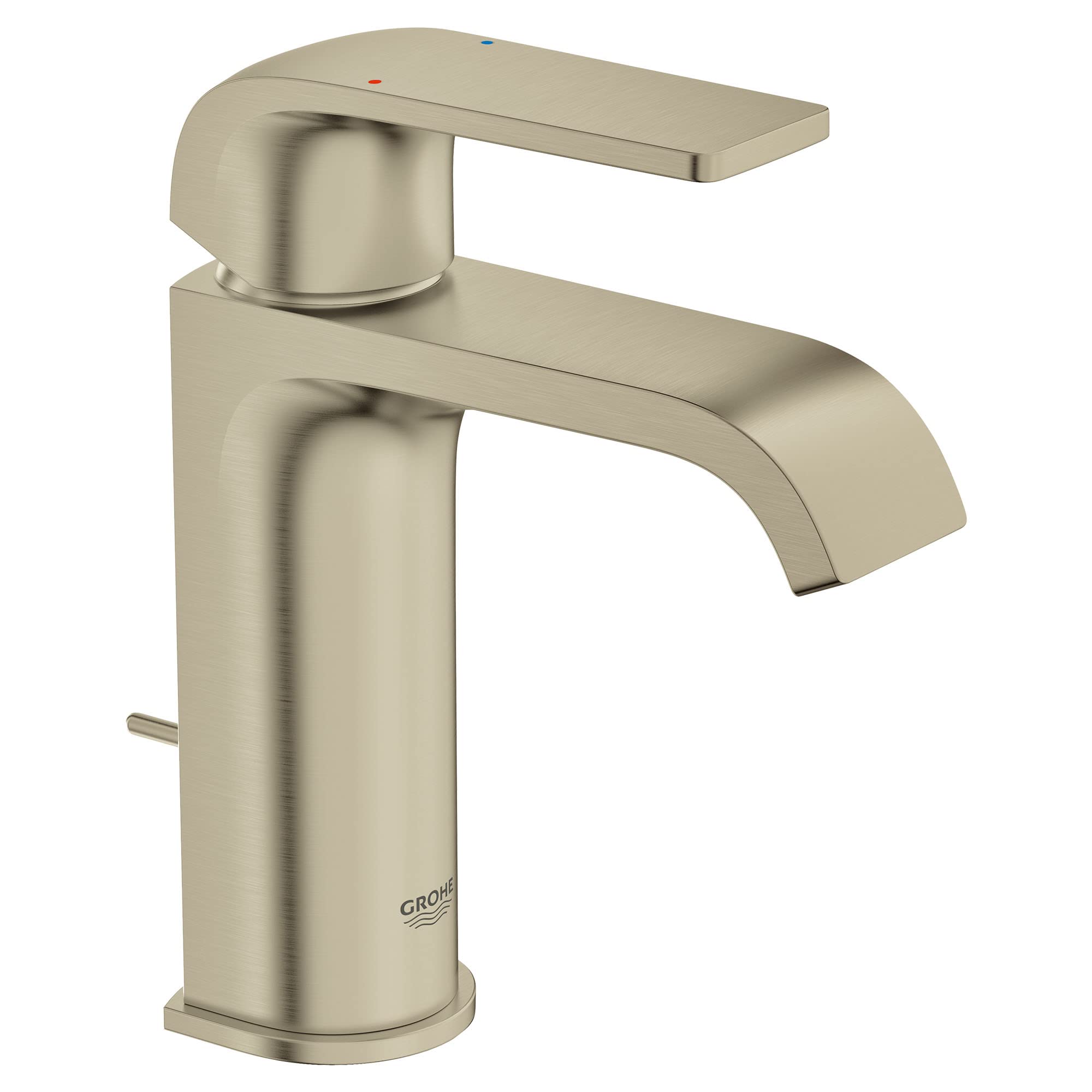 Grohe 23868EN0 Brushed Nickel Bathroom Sink Faucet - Modern Single Handle Waterfall Spout for Bathroom Vanity, Powder Room & Guest Bath (Easy Installation, Durable Finish)