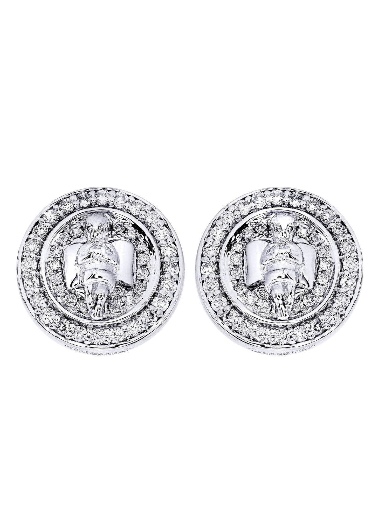 14K White Gold Men's Diamond Earrings - 0.82 Carat Stud Earrings for Everyday Wear & Special Occasions