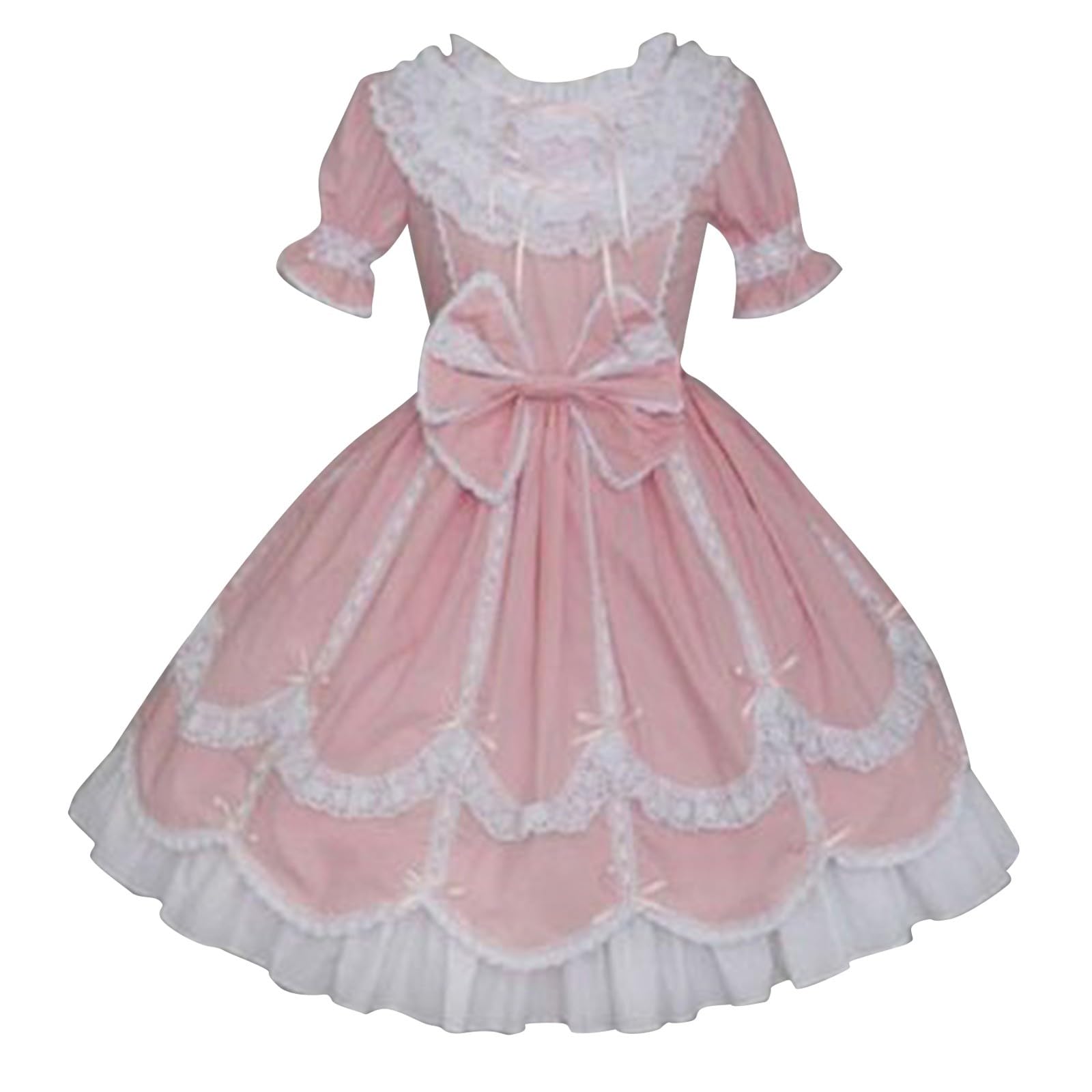Oplxuo Lolita Short Dress for Teens - Cute Lace Trim & Bow Decor Graduation Cocktail Dress | Princess Halloween Party Dress for Juniors | Perfect for Prom, Cosplay & Special Occasions