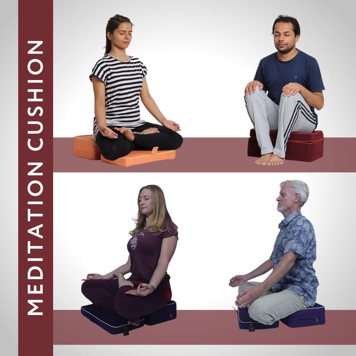 Friends Of Meditation® Adjustable Floor Cushion for Yoga, Meditation & Relaxation - Comfortable Zafu & Zabuton Style Seating for Home, Office & Zen Spaces