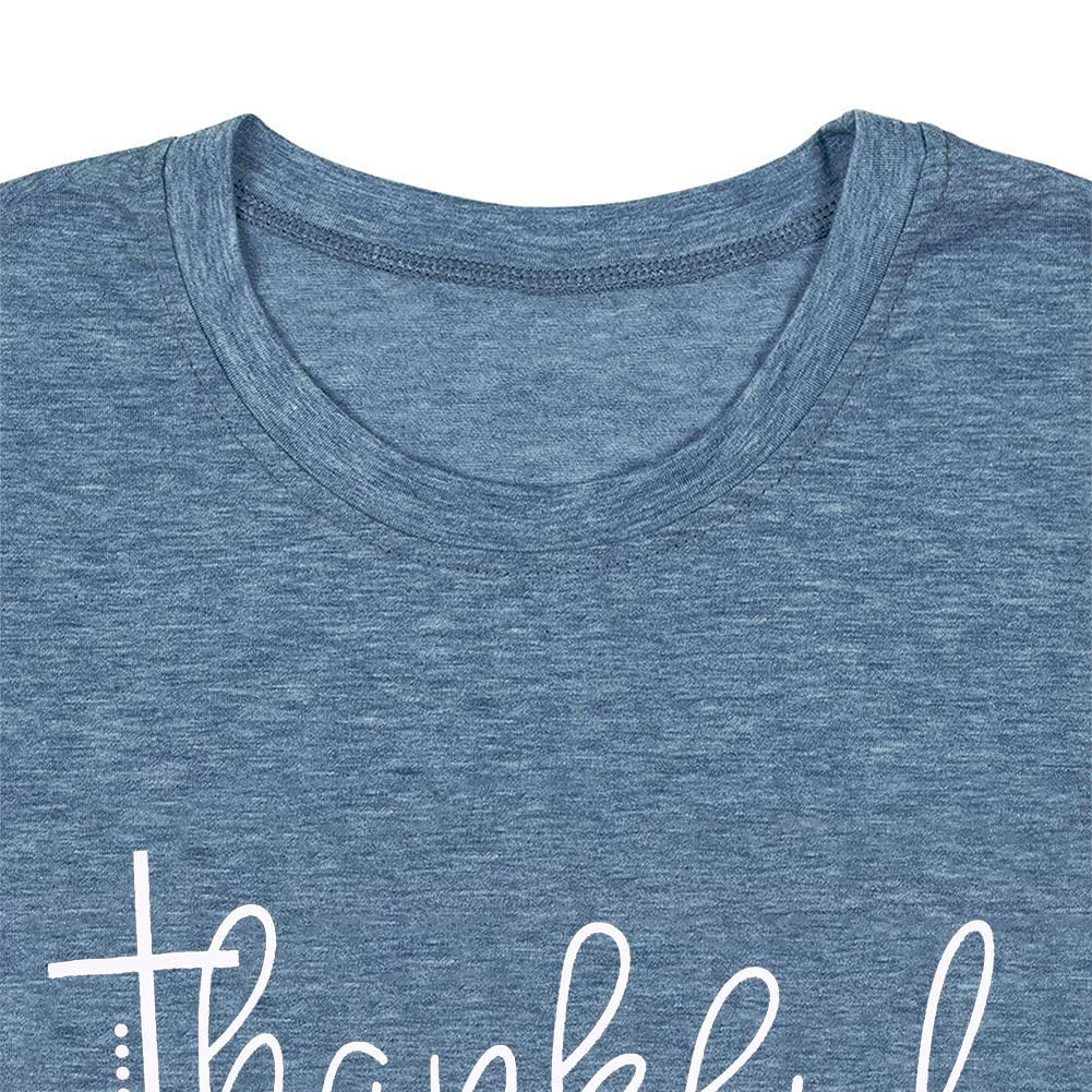Women's Thanksgiving Graphic T-Shirts - Casual Short Sleeve Thankful Shirts for Holiday Parties & Family Gatherings