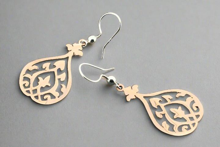 Elegant Pear Drop Earrings in Copper & Silver - Perfect for Weddings, Parties & Special Occasions