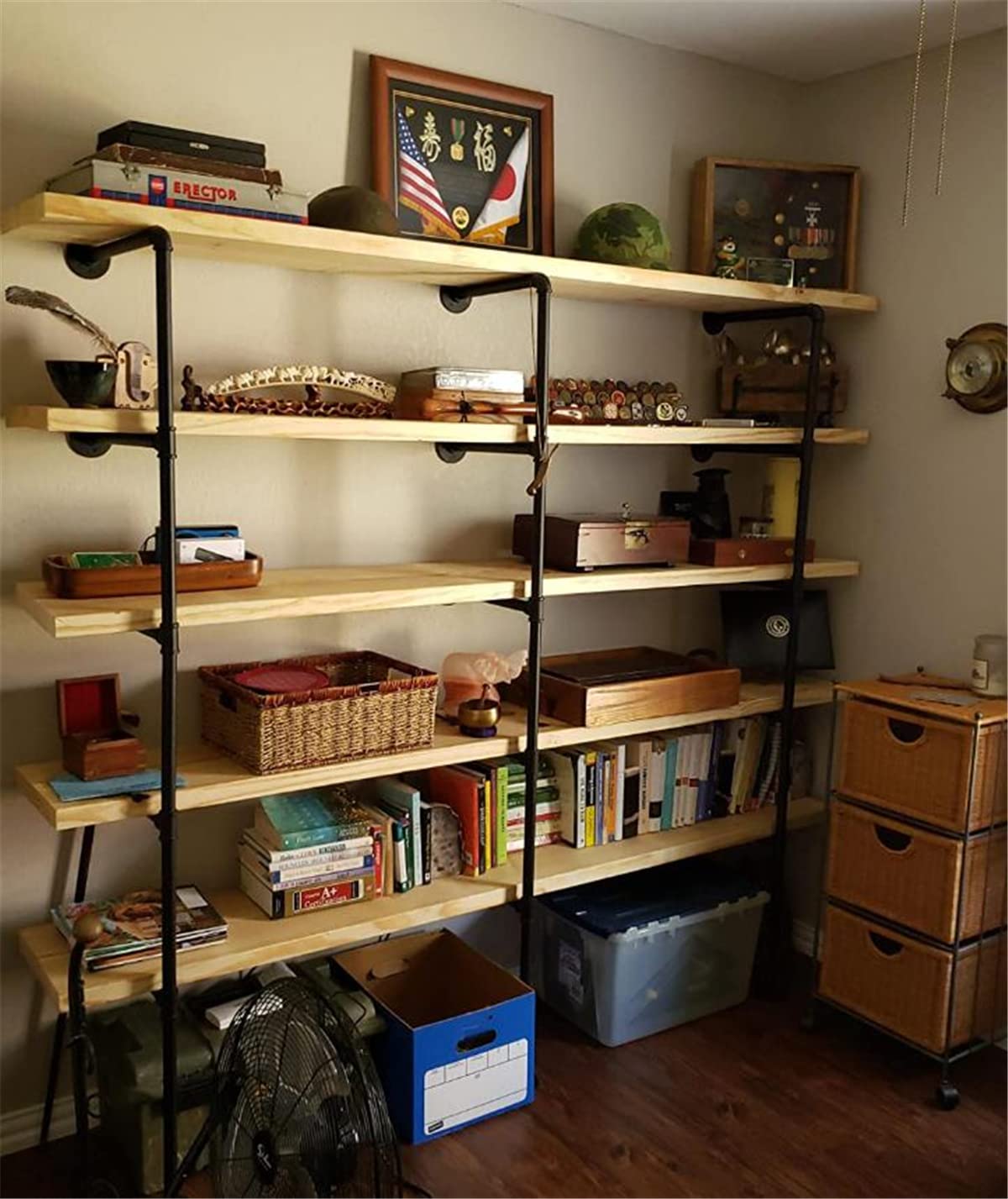 Industrial Wall Mount Iron Pipe Shelf Bracket - Retro DIY Open Bookshelf & Storage Shelves (3PcsX5Tier, 70