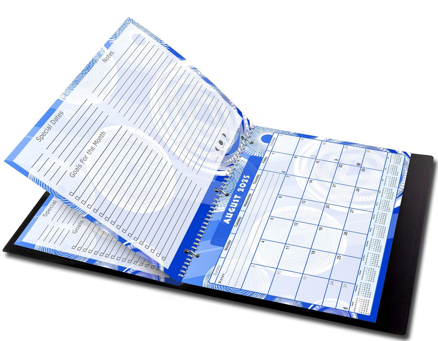 2025-2026 12-Month Academic Wall & Desk Student Planner with 3-Ring Binder - Blue Fractal Design for School, Teachers & College Students - Perfect for Classroom Organization, Homework Tracking & Study Planning