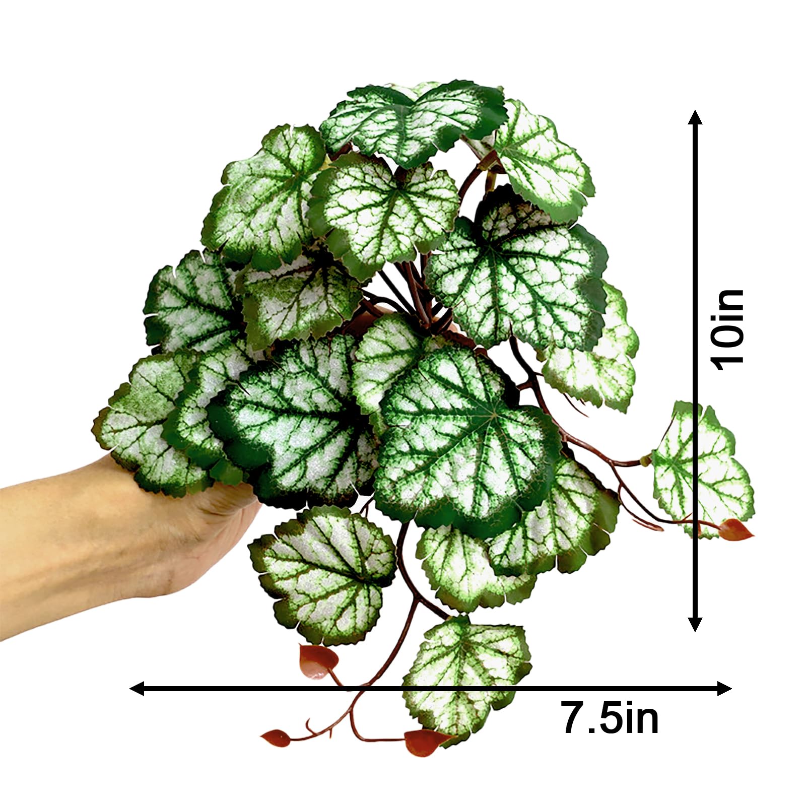 Woyrise Reptile Plants - 2 Pack Green Heuchera Terrarium Hanging Vines with Suction Cups for Bearded Dragon, Lizard, Snake, Gecko, Frog & Hermit Crab - Natural Amphibian Habitat Decor for Reptile Tanks - Perfect for Jungle Themed Enclosures & Bioactive Vivariums