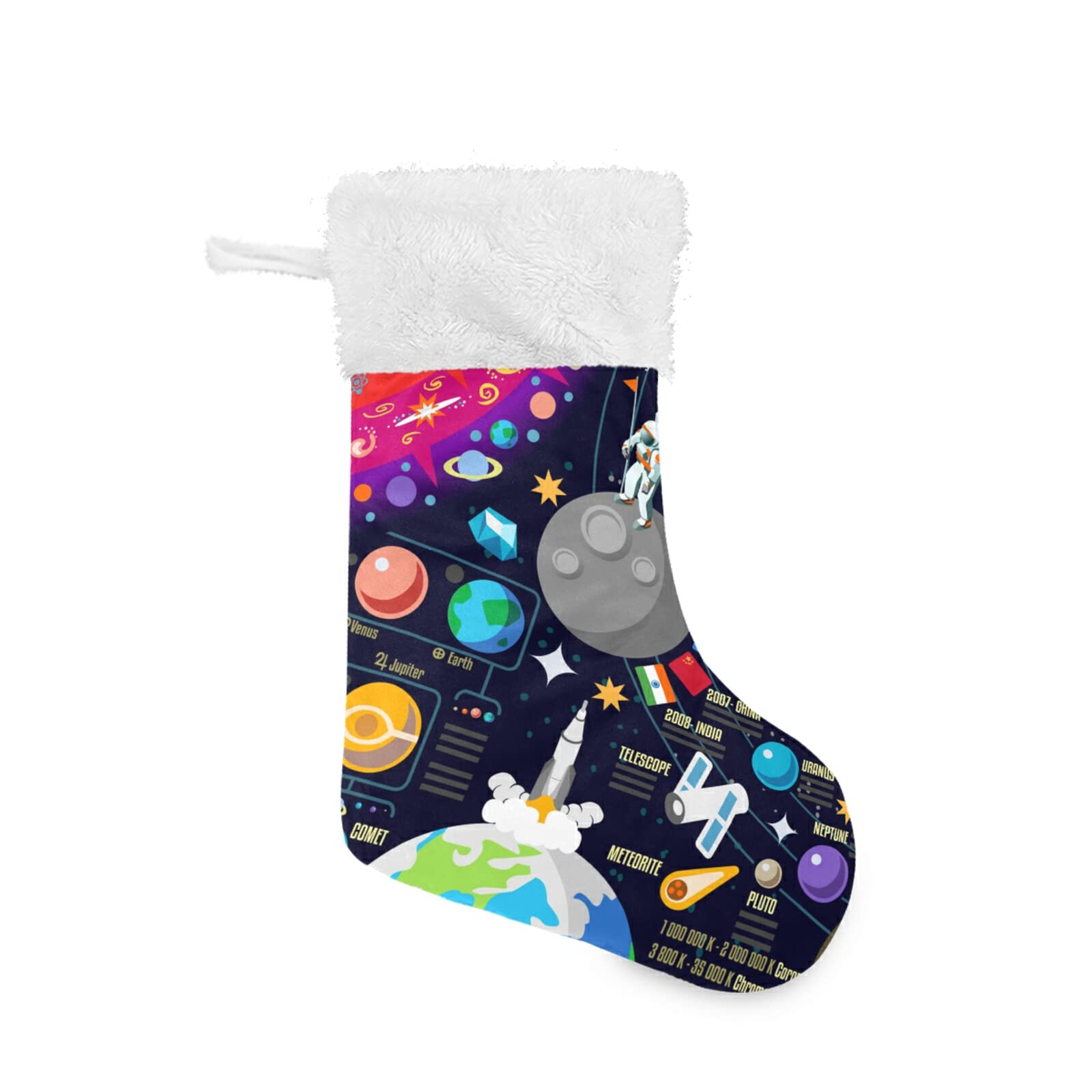 2 Pack Christmas Stockings - Cosmic Space Galaxy Planets Design (Pluto, Venus, Mars, Jupiter) - 18