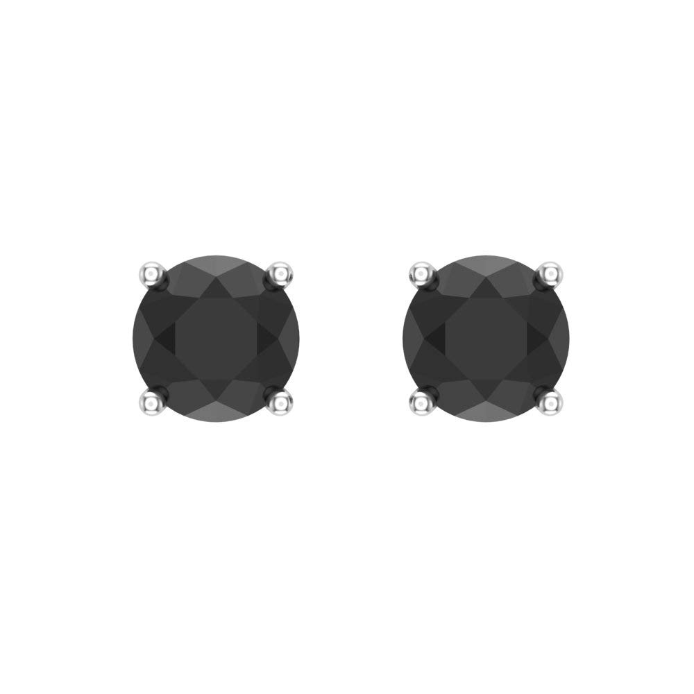 14K Gold Black Diamond Stud Earrings for Women & Men – Round Cut Diamond Earrings with Gift Box & Authenticity Card – Perfect for Gifts, Weddings & Special Occasions