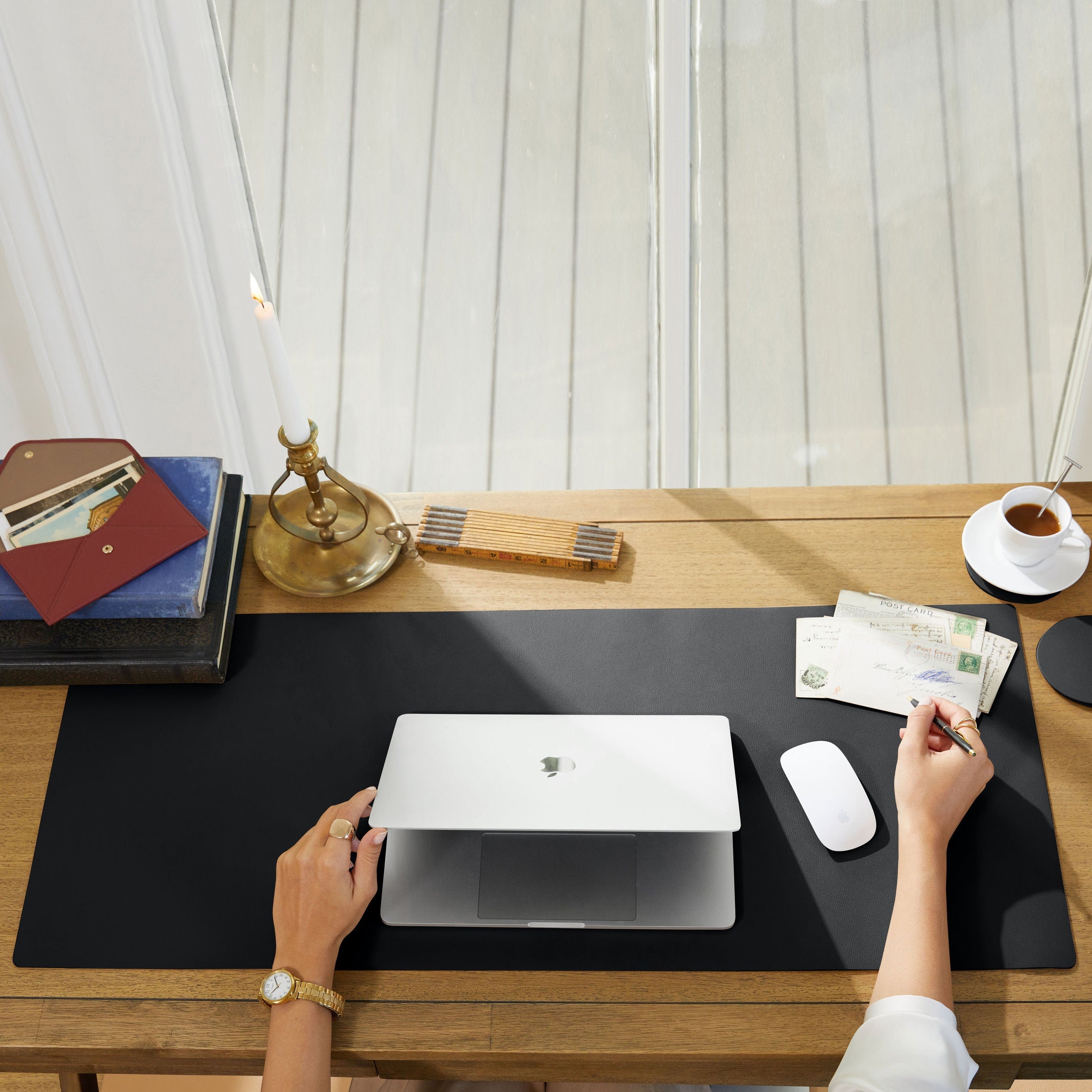 Extra Large Black Modern Desk Pad - Non-Slip Office Desk Mat for Writing, Computer Work & Home Office Organization (36x18 Inches)