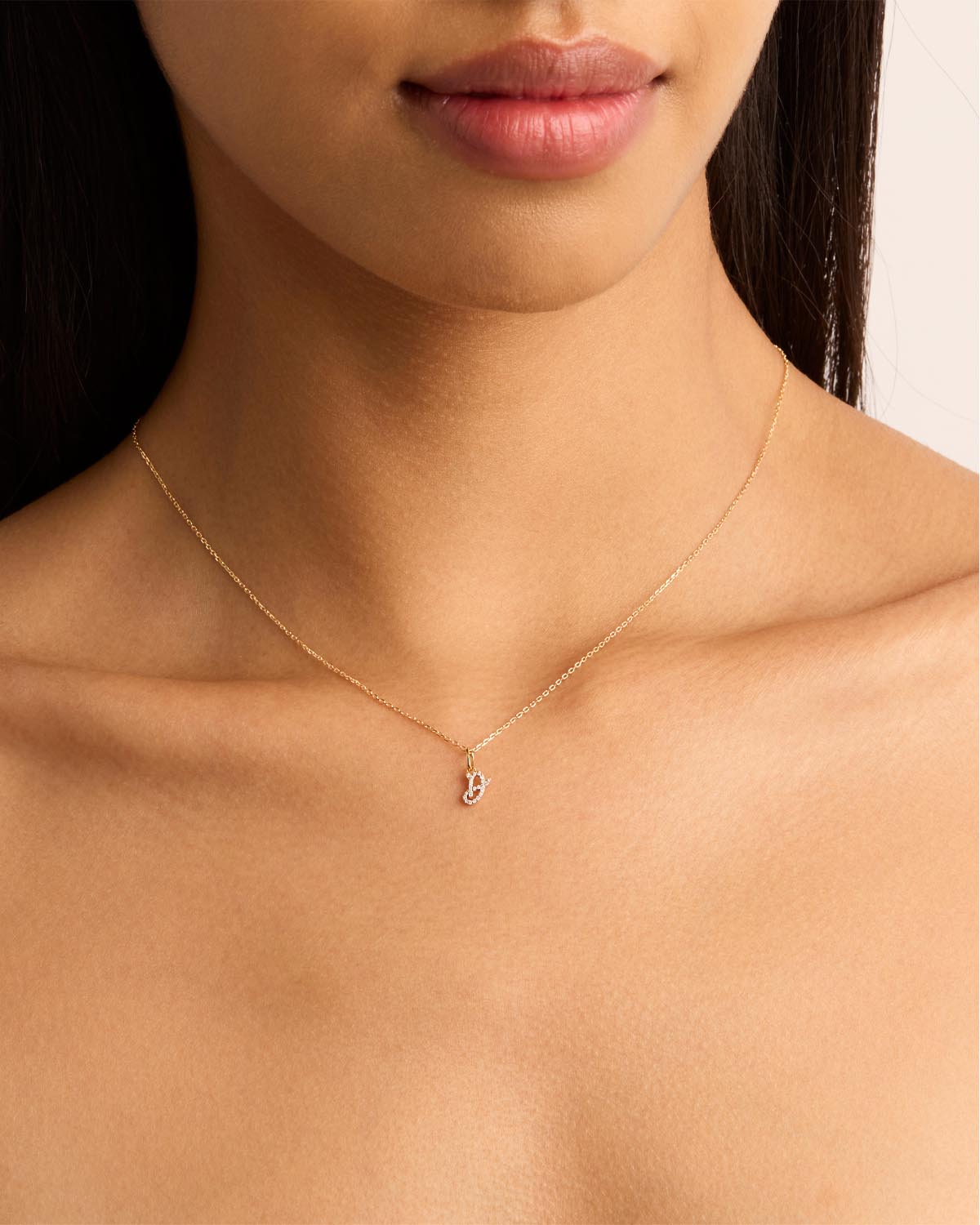 14K Solid Gold Forever Love Diamond Letter Necklace Pendant - Personalized Initial Jewelry Gift for Women, Perfect for Valentine's Day, Anniversary & Special Occasions