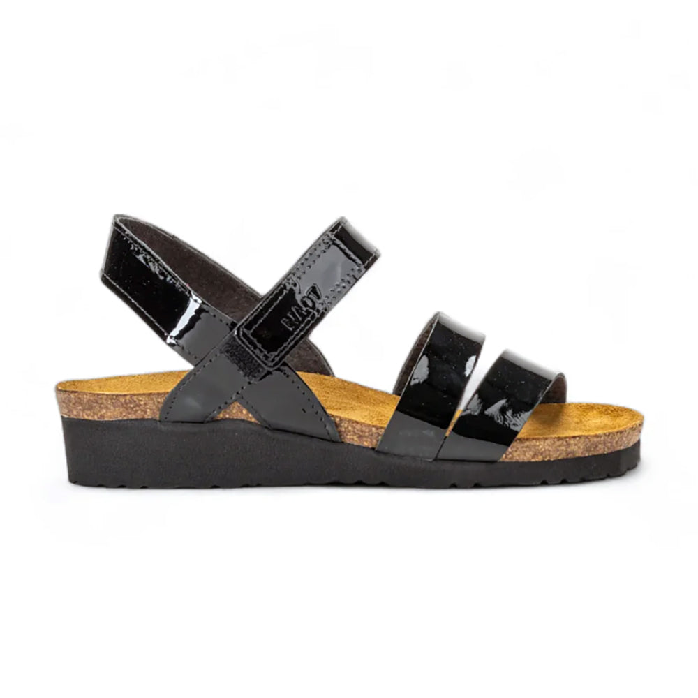 Kayla Black Patent Leather Sandals for Women - Comfortable Dress Sandals for Summer, Weddings & Casual Outings