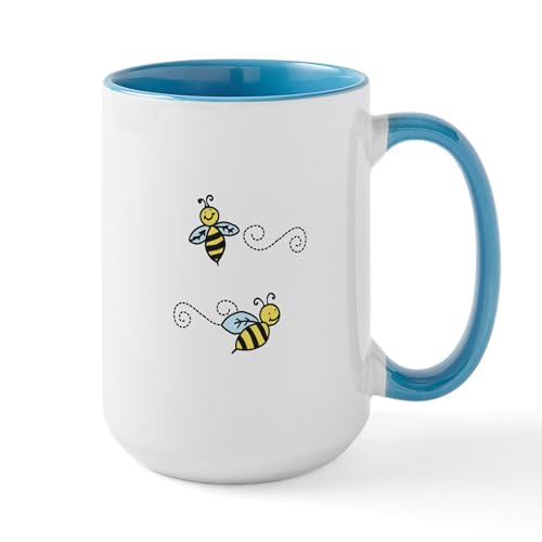 White/Blue Inside - Bees Mugs