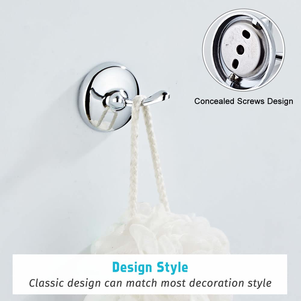 4-Piece Bathroom Accessory Set - Adjustable Towel Bar, Towel Ring, Toilet Paper Holder & Towel Hook - Chrome Wall Mounted Bathroom Hardware for Modern Homes - Perfect for Bathroom Organization & Spa-Like Decor