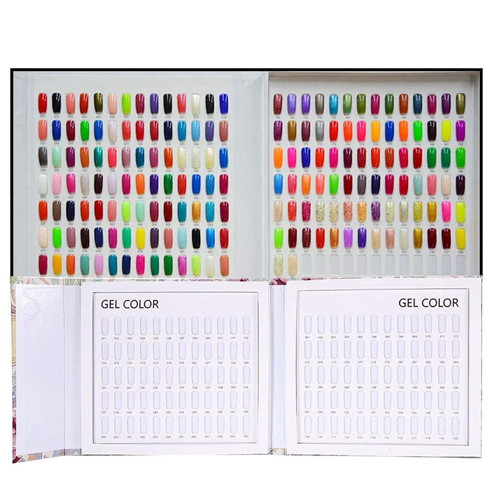 Dioche Modern Nail Art Display Card - 120 Colors Nail Polish Gel Color Swatch Book - Professional Nail Salon Sample Display Board (Striped Cover, 24.5 x 22 x 2cm) - Perfect for Nail Technicians & DIY Manicures at Home