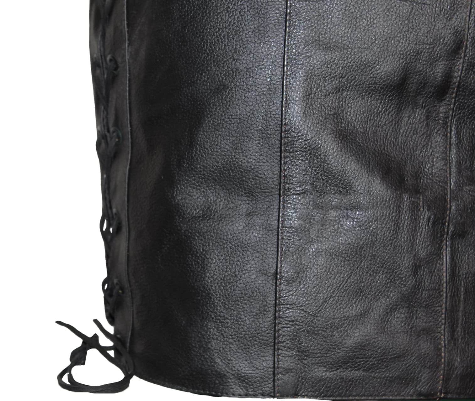 Men's Motorcycle Leather Vest with Side Laces & Concealed Carry Pockets - Classic Black Biker Jacket (Sizes S-6XL) | Perfect for Riding, Outdoor Adventures & Casual Wear