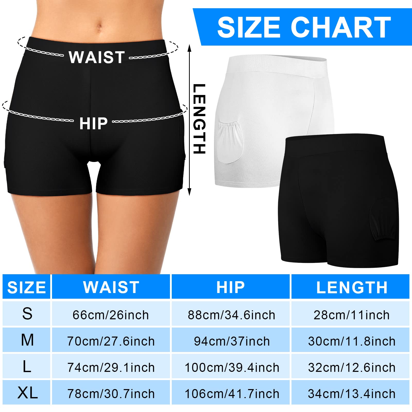 2 Pack Women's Tennis Under Shorts with Ball Pockets - Yoga Workout Shorts for Women - Moisture Wicking & Tummy Control - Black & White - Perfect for Tennis, Yoga, Gym & Running