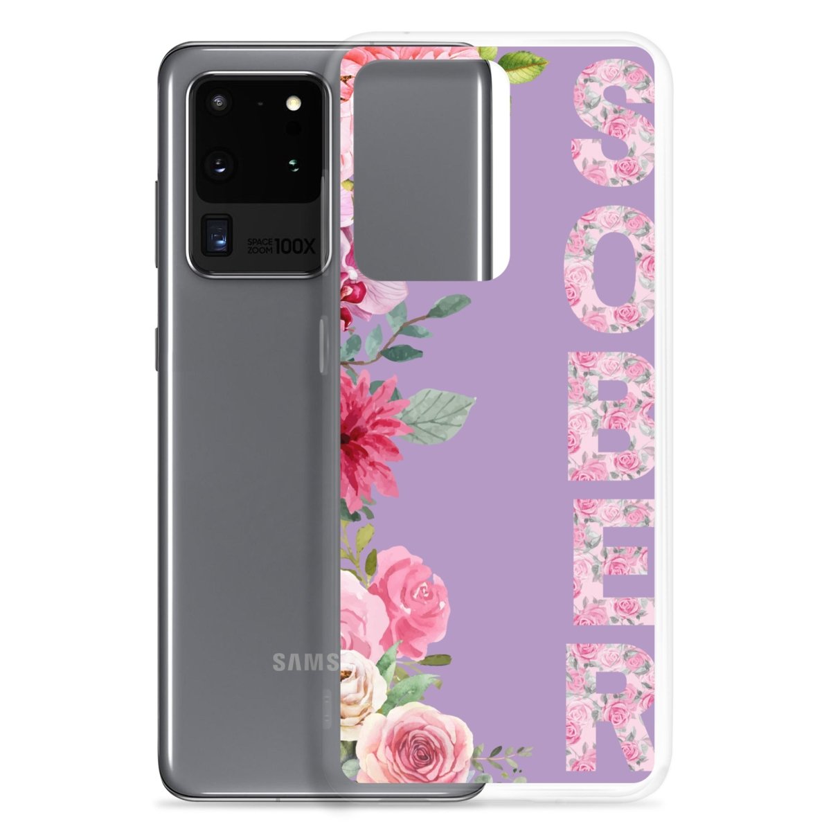 SOBER Rose Gold Chinoiserie Floral Samsung Phone Case - Clear Protective Cover for Galaxy S23/S22/S21 - Stylish & Durable for Everyday Use