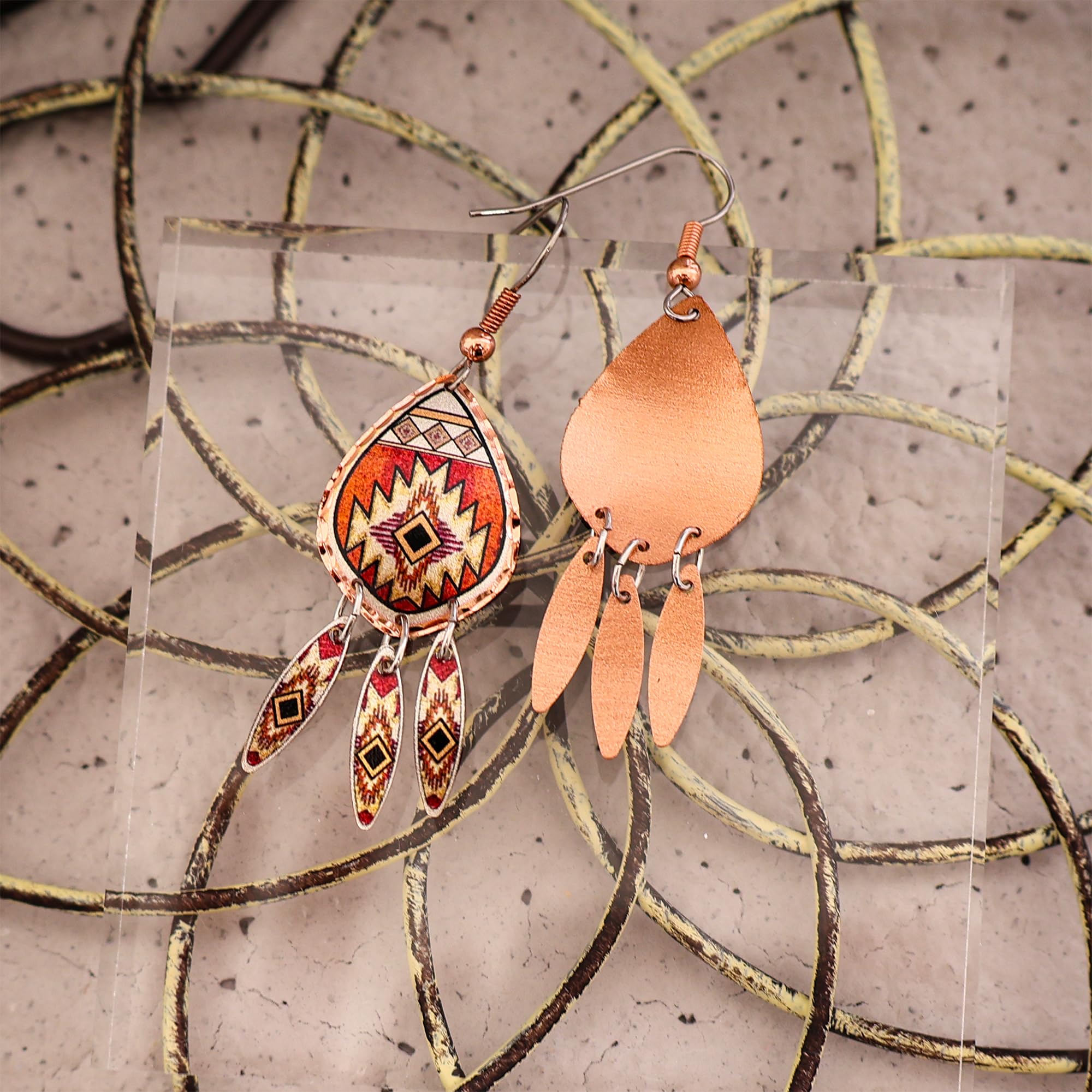 Handmade Southwest Native American Tribal Earrings for Women - Aztec Dangle Earrings in Copper | Artisan-Crafted Jewelry for Boho, Festival & Everyday Wear