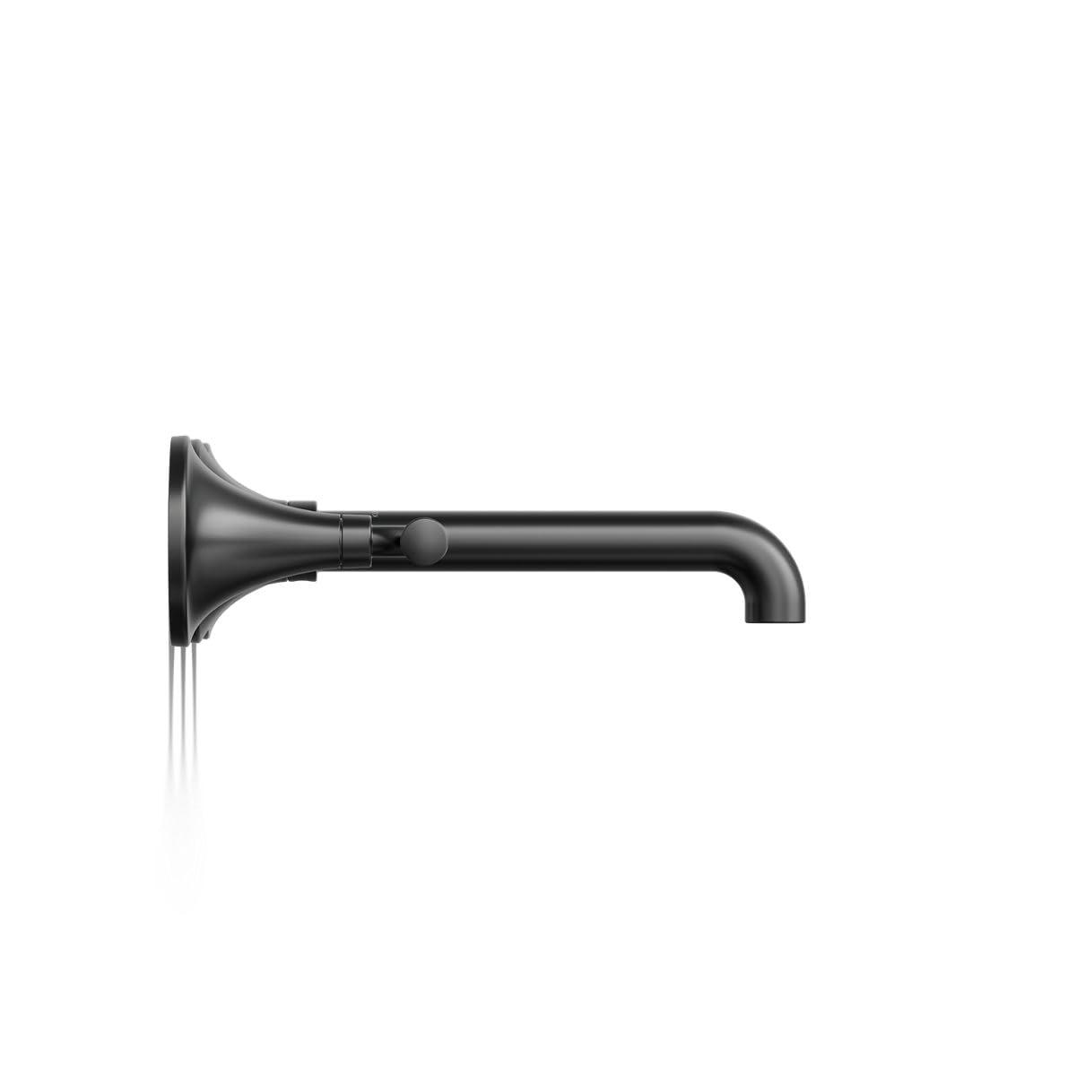 Kohler T26439-4-BL Matte Black Wall-Mount Bathroom Sink Faucet Set with Two Lever Handles - Modern Waterfall Spout Design for Powder Room, Guest Bath & Small Space Installation