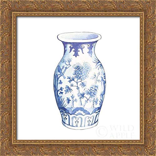 Wild Apple Portfolio 20x20 Inch Gold Ornate Framed Canvas Art Print - Ginger Jar II on White Wall Decor | Perfect for Living Room, Bedroom & Office Decor
