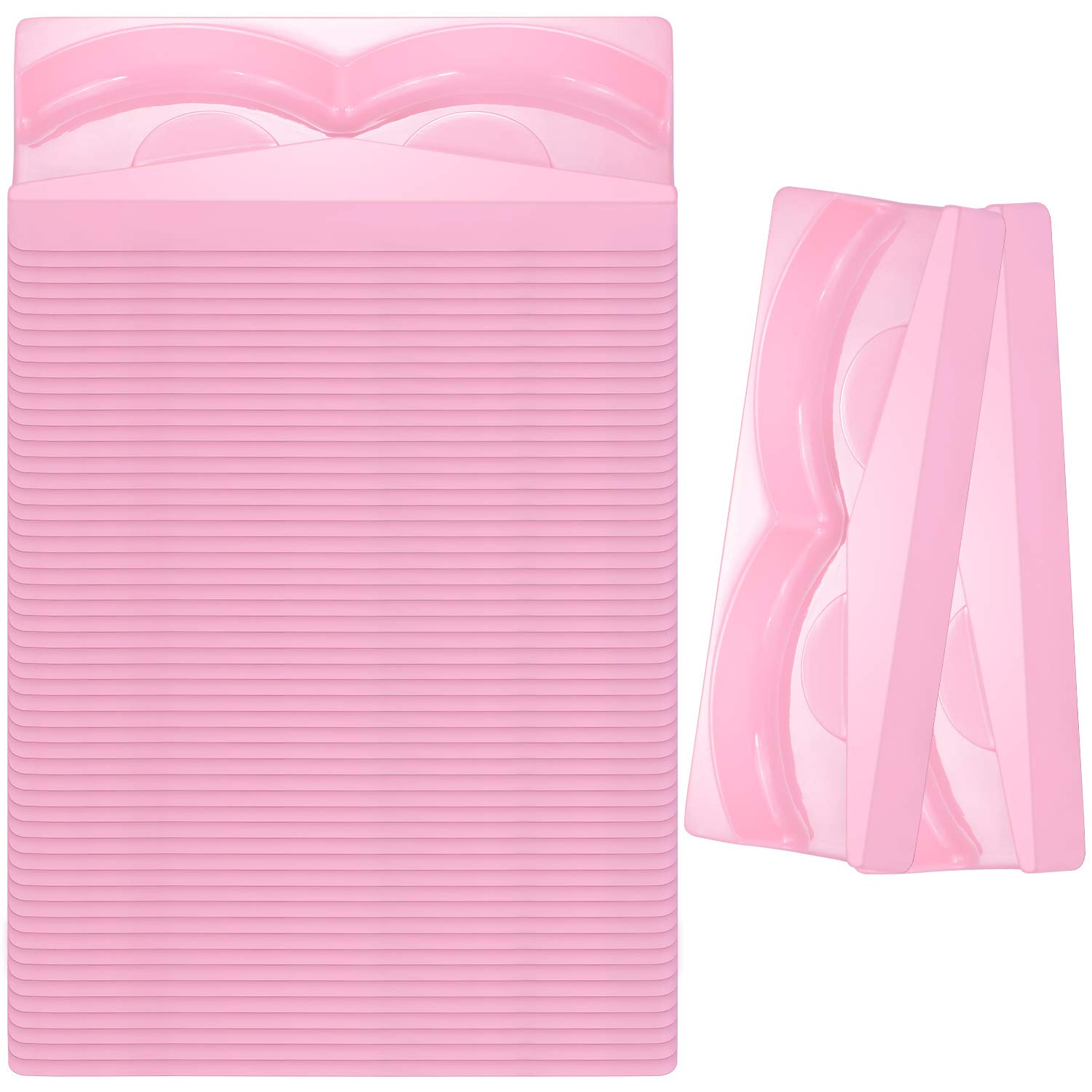 100-Piece Pink Rectangle Lash Tray Holder - Plastic Eyelash Storage Case for False Eyelash Packaging & Salon Organization - Perfect for Beauty Boutiques, Lash Artists & Professional Makeup Kits