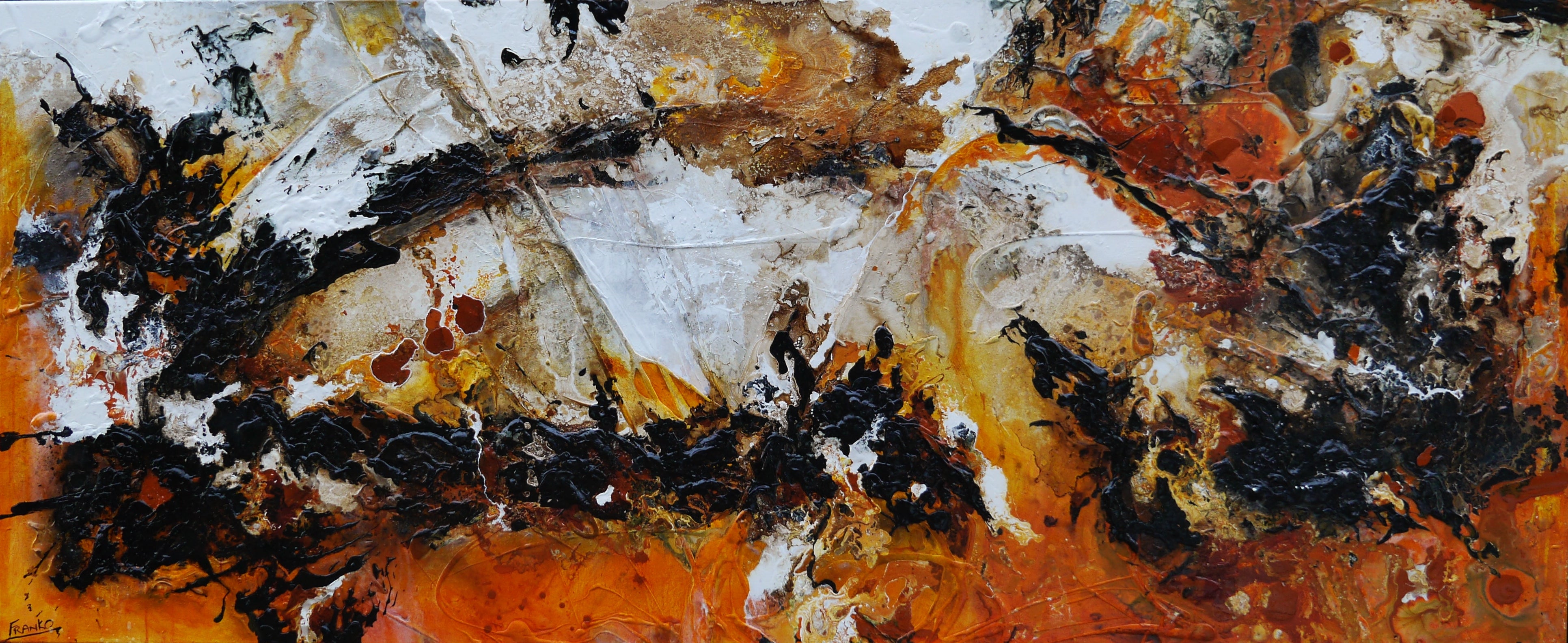 240cm x 100cm Modern Abstract Canvas Painting - Rustic Oxide Texture Wall Art for Living Room, Bedroom & Office Decor | Large Contemporary Artwork