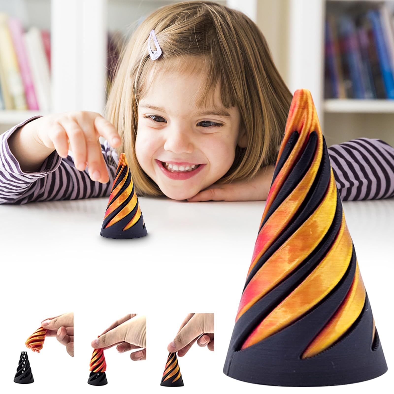 Impossible Pyramid Passthrough Toy - Helix Nut Spiral Cone Fidget Toy for Stress Relief | Mini Vortex Thread Illusion Puzzle | Desk Decor for Office & Home | Unique Gift Idea for Adults & Kids (2pcs) - Perfect for Anxiety Relief, Focus Enhancement and Creative Play