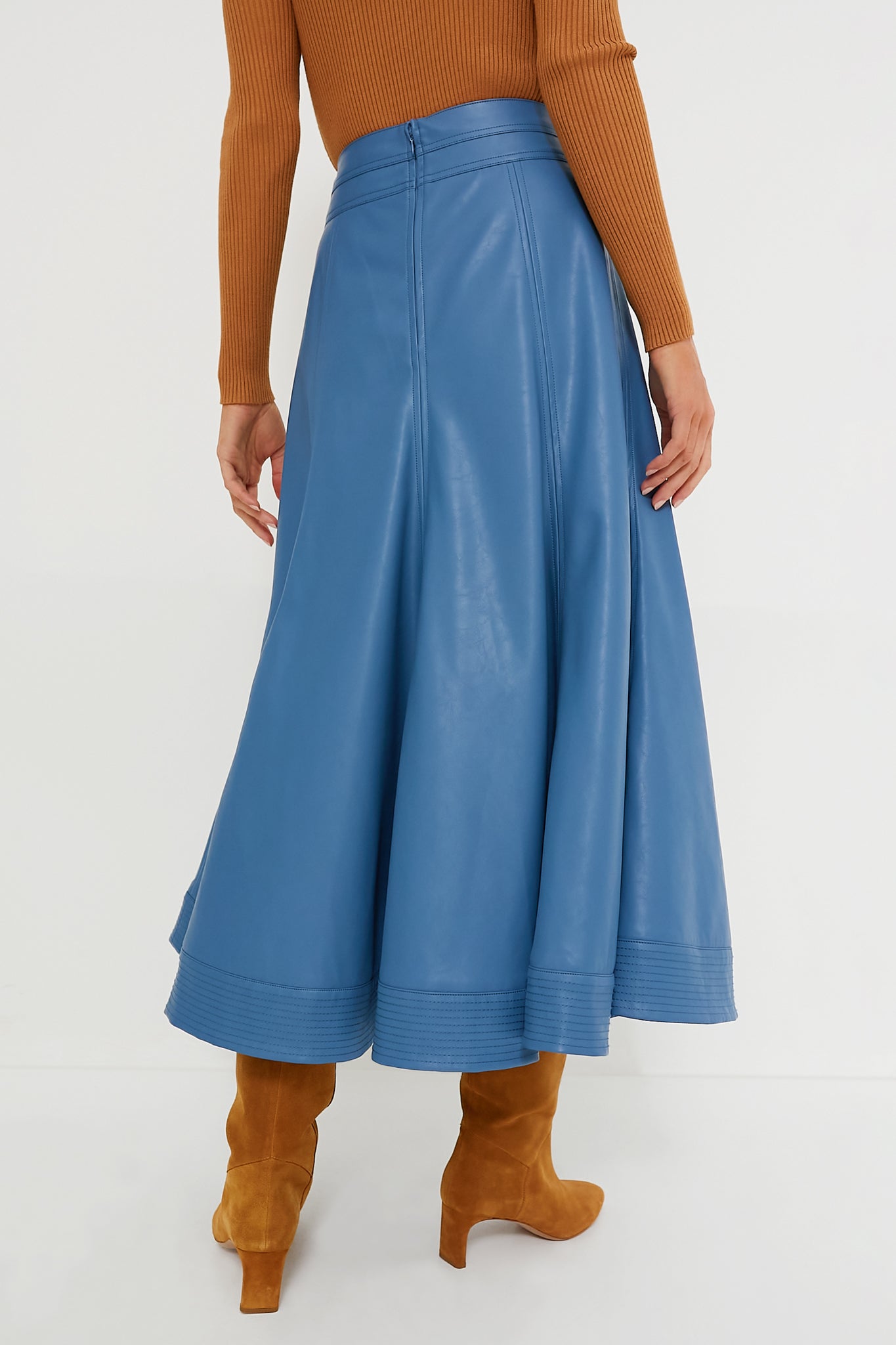 Blue Leather Brynn Skirt - Women's High Waist Faux Leather Mini Skirt | Perfect for Night Out, Party & Casual Wear