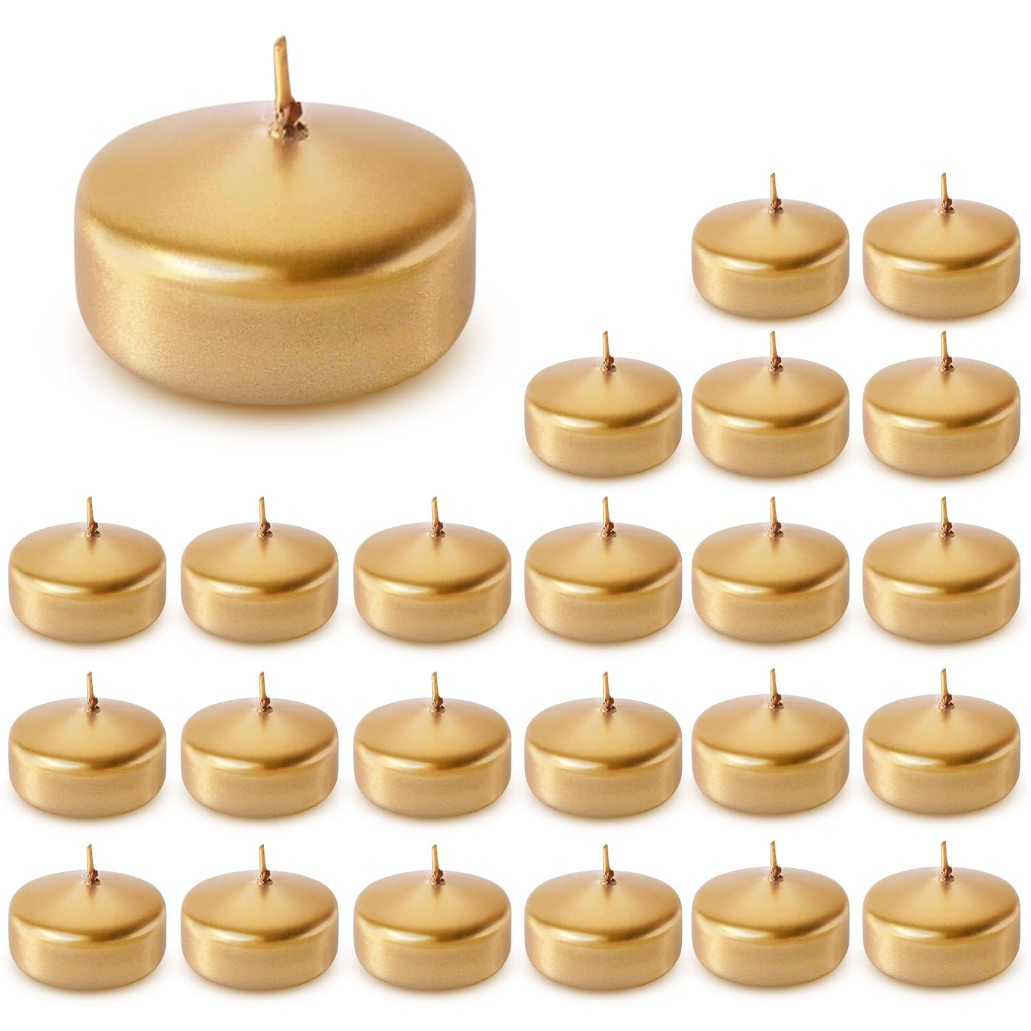 Axiom 24-Pack Floating Candles for Weddings & Parties - 2 Inch Hand-Rolled Paraffin Water Candles with Cotton Wicks, Unscented & Dripless - 4 Hour Clean Burn for Centerpieces, Home Decor, Bathtub Relaxation & Outdoor Events
