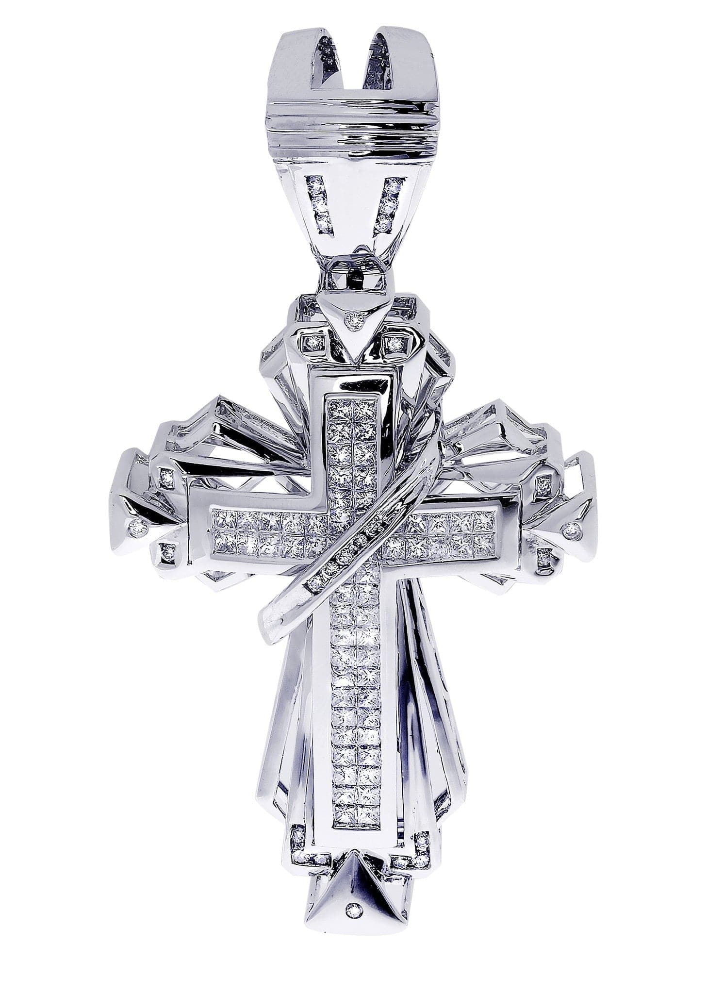 2.66 Carat Diamond Cross Pendant Necklace - 24.59 Grams Solid Gold Religious Jewelry for Women - Perfect for Church, Baptism, Weddings & Special Occasions