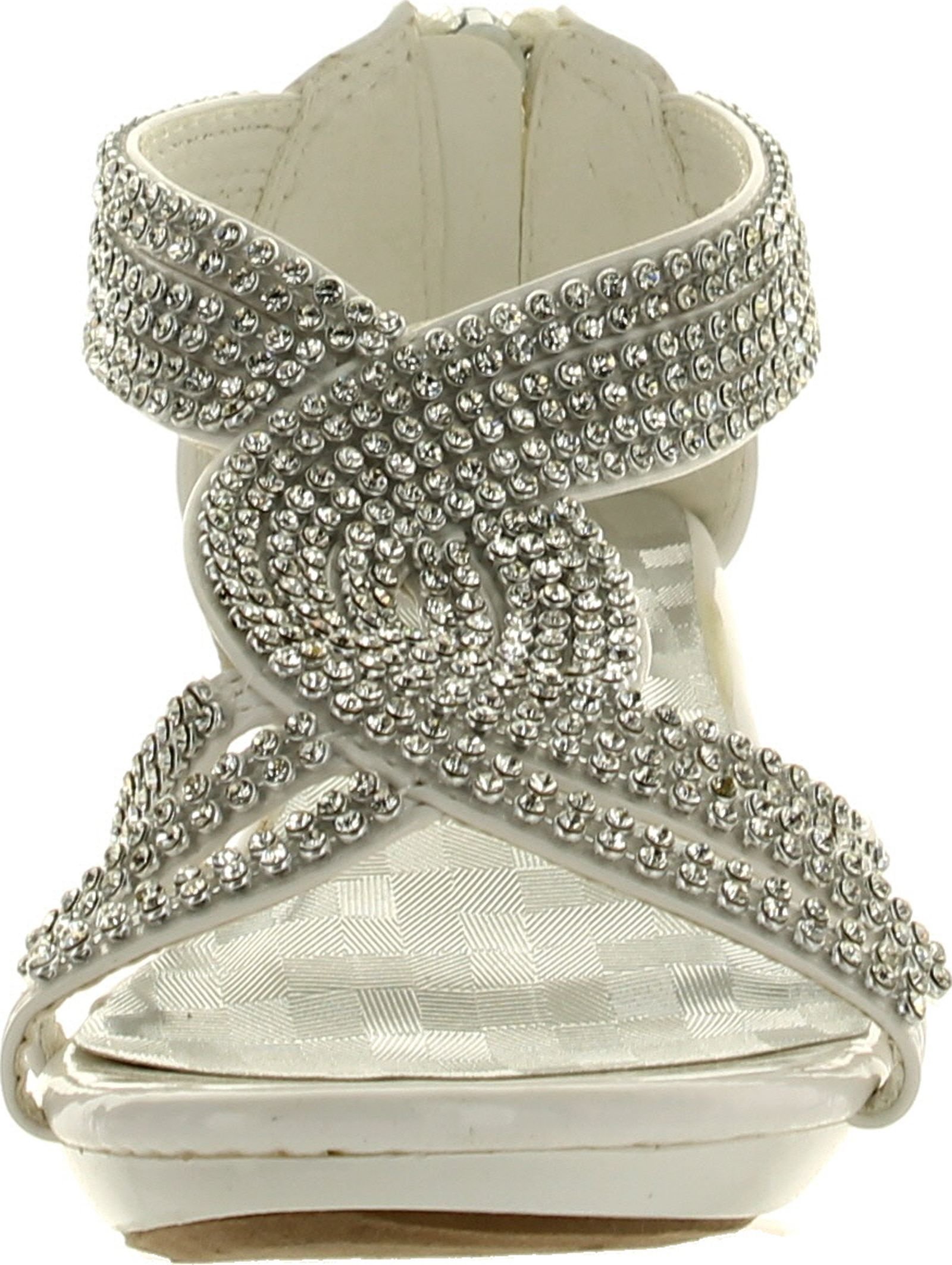 Sparkly Angel-37K Rhinestone Platform Heels for Little Girls - Glittery White Dress Sandals for Parties, Pageants & Special Occasions