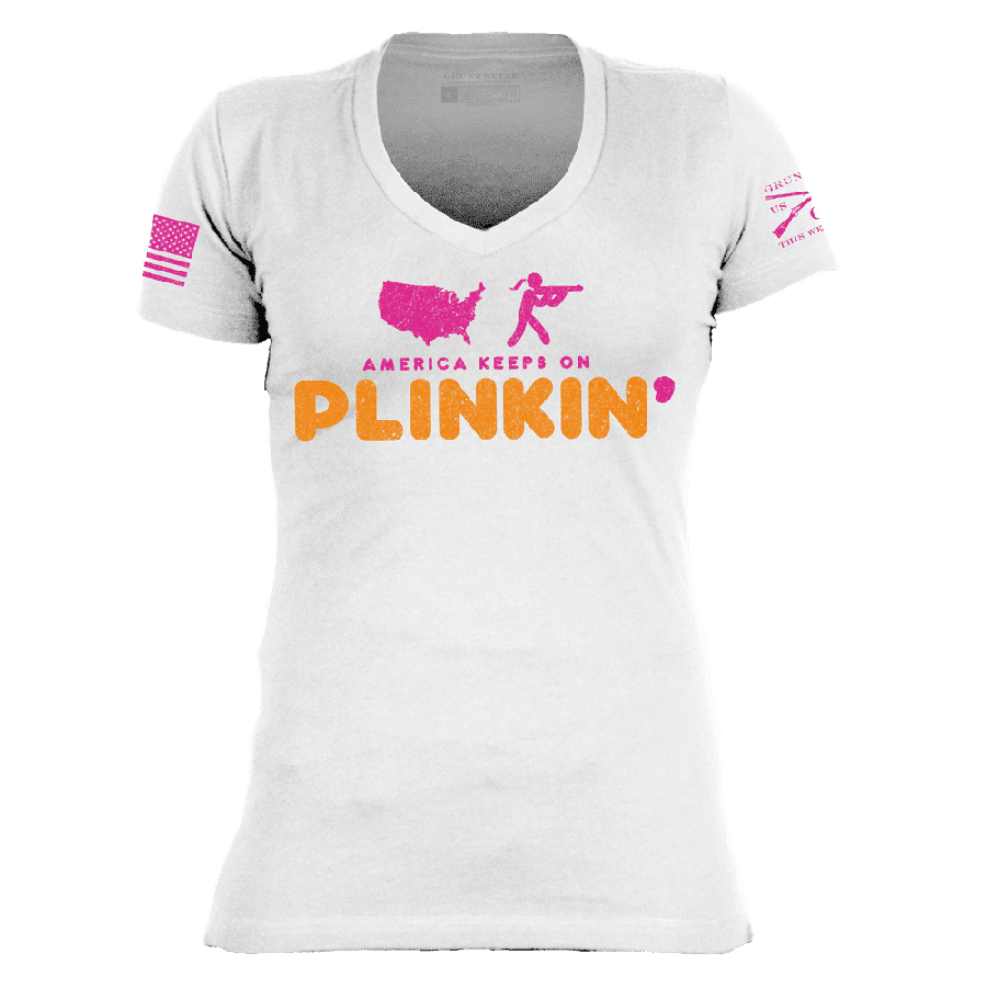 Women's Plinkin' V Neck T-Shirt - Soft Cotton White Tee for Casual Wear & Everyday Outfits | Perfect for Work, Weekend & Layering