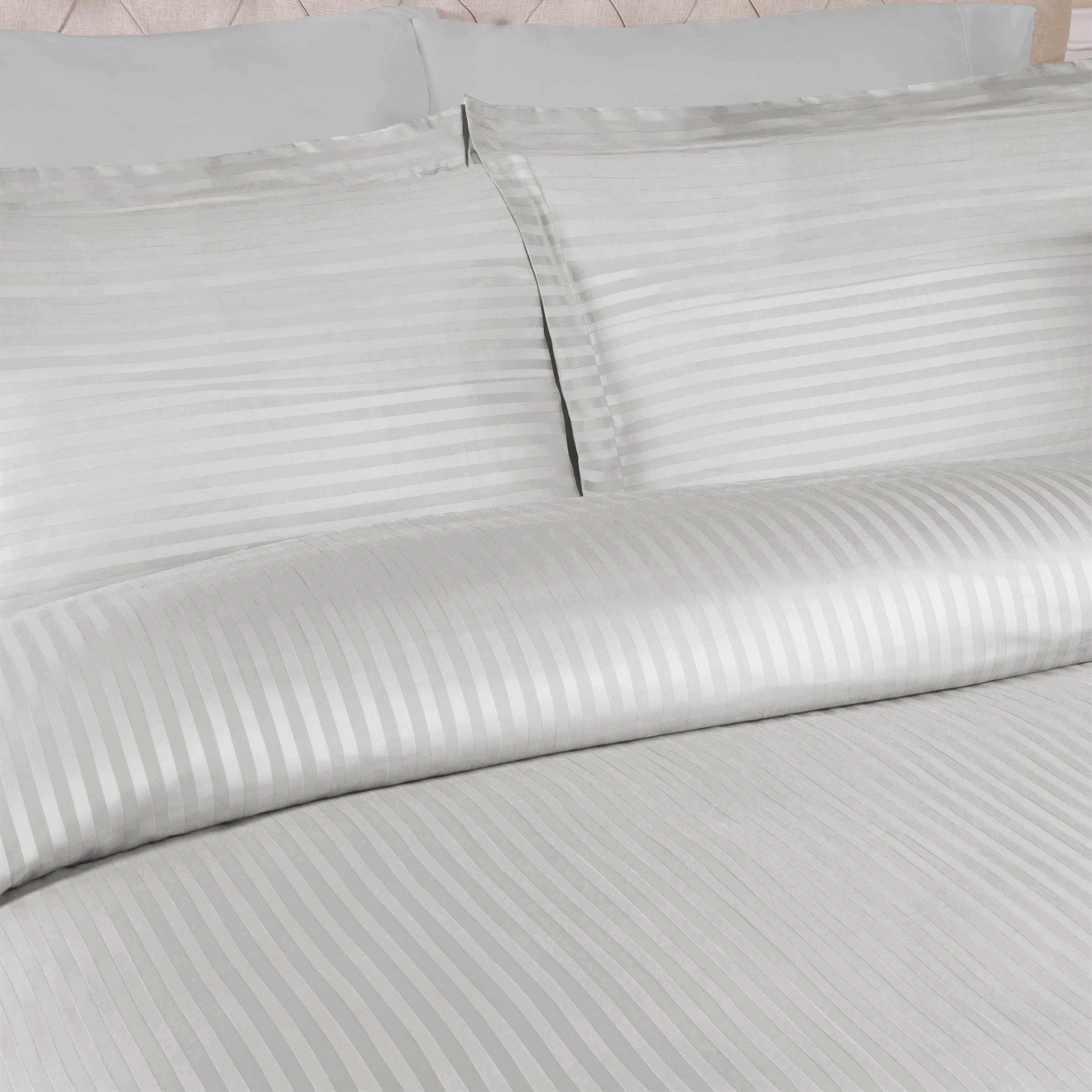 400 Thread Count Lightweight Stripe Egyptian Cotton Duvet Cover Set - Queen Size, Breathable & Soft Bedding for All Seasons - Perfect for Master Bedroom, Guest Room & Hotel Use