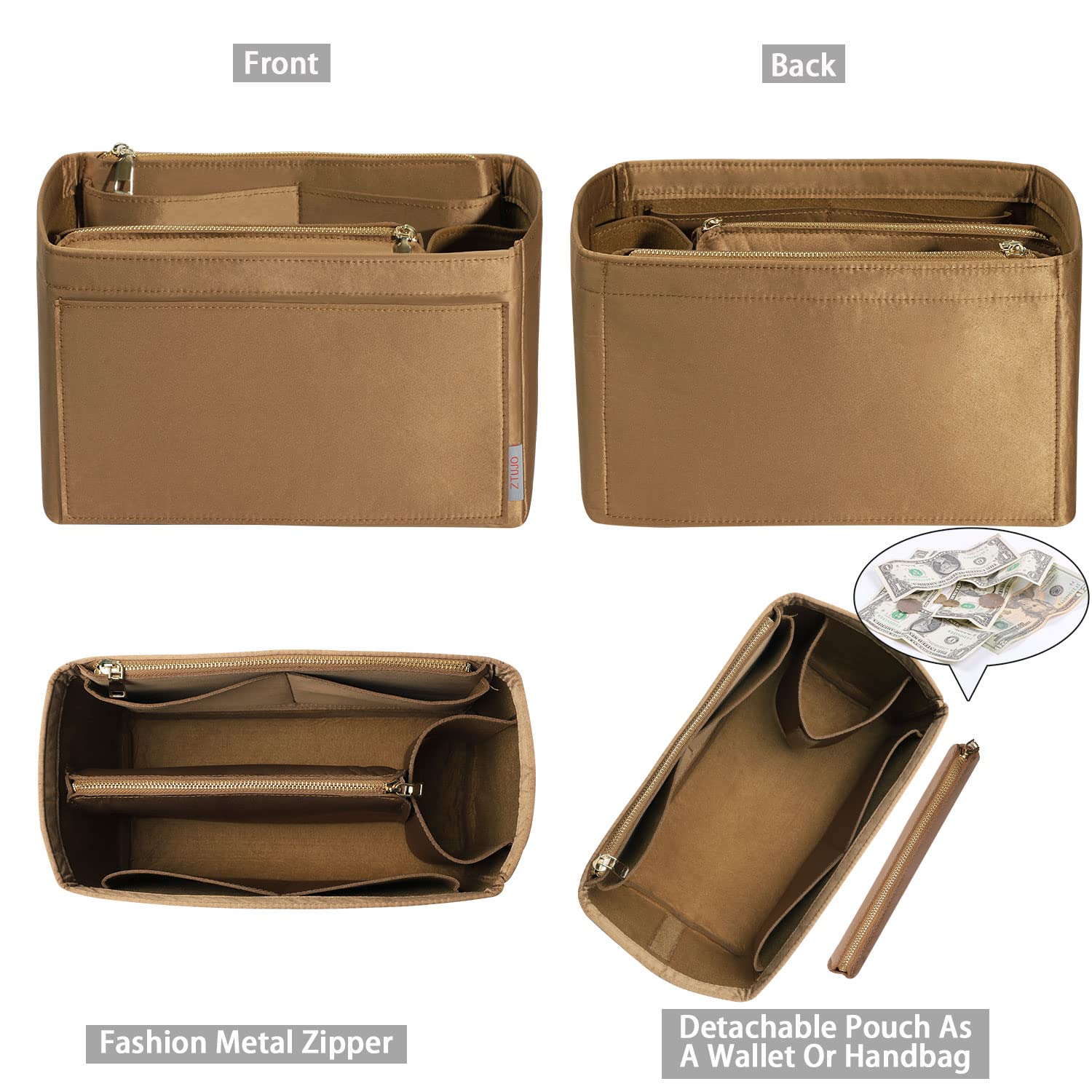 ZTUJO Felt Purse Organizer Insert for Louis Vuitton Speedy, Neverfull, Graceful & Tote Bags | Handbag Shaper & Storage Solution | Perfect for Travel, Work & Daily Organization