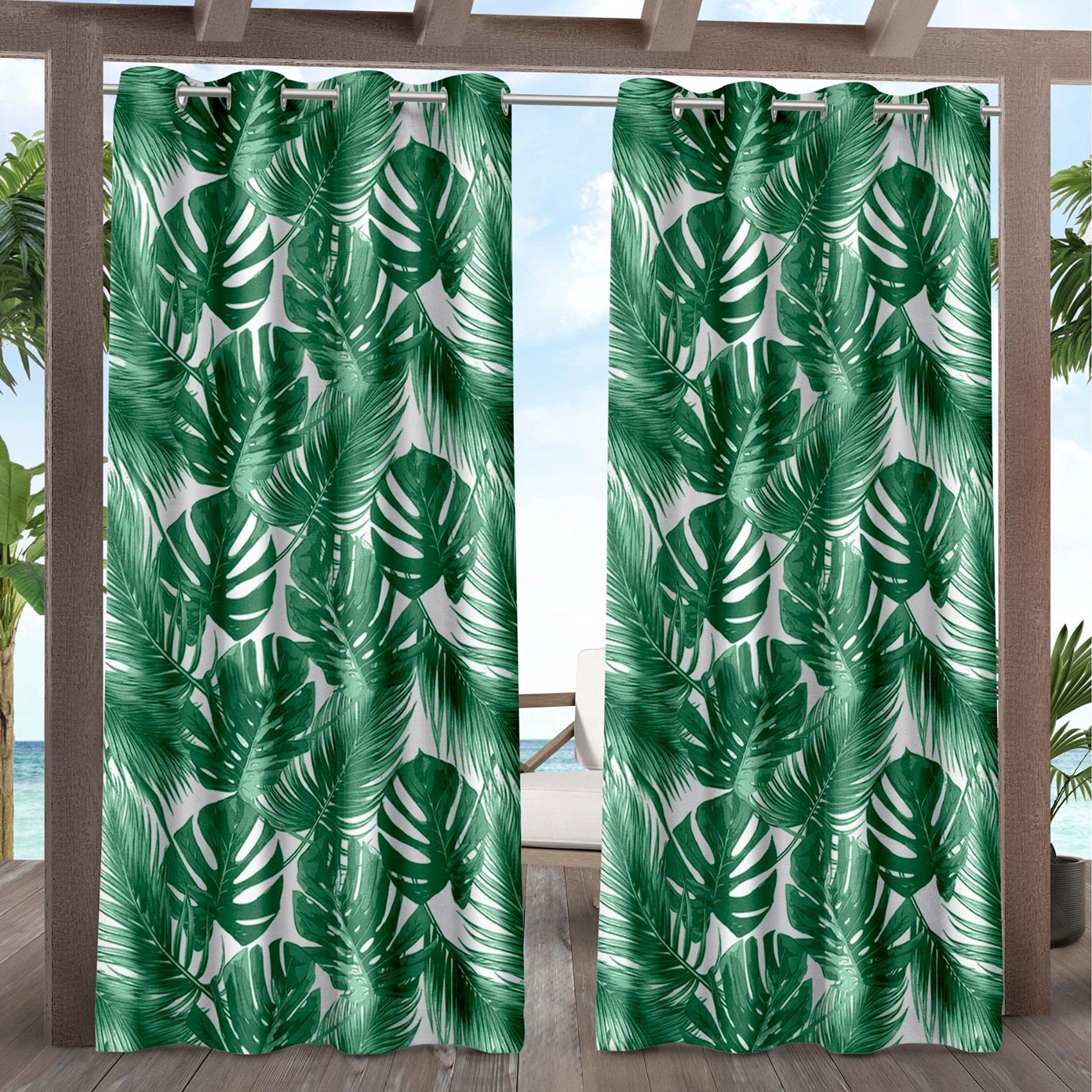Premium Jamaica Palm Grommet Top Curtain Panels - 54