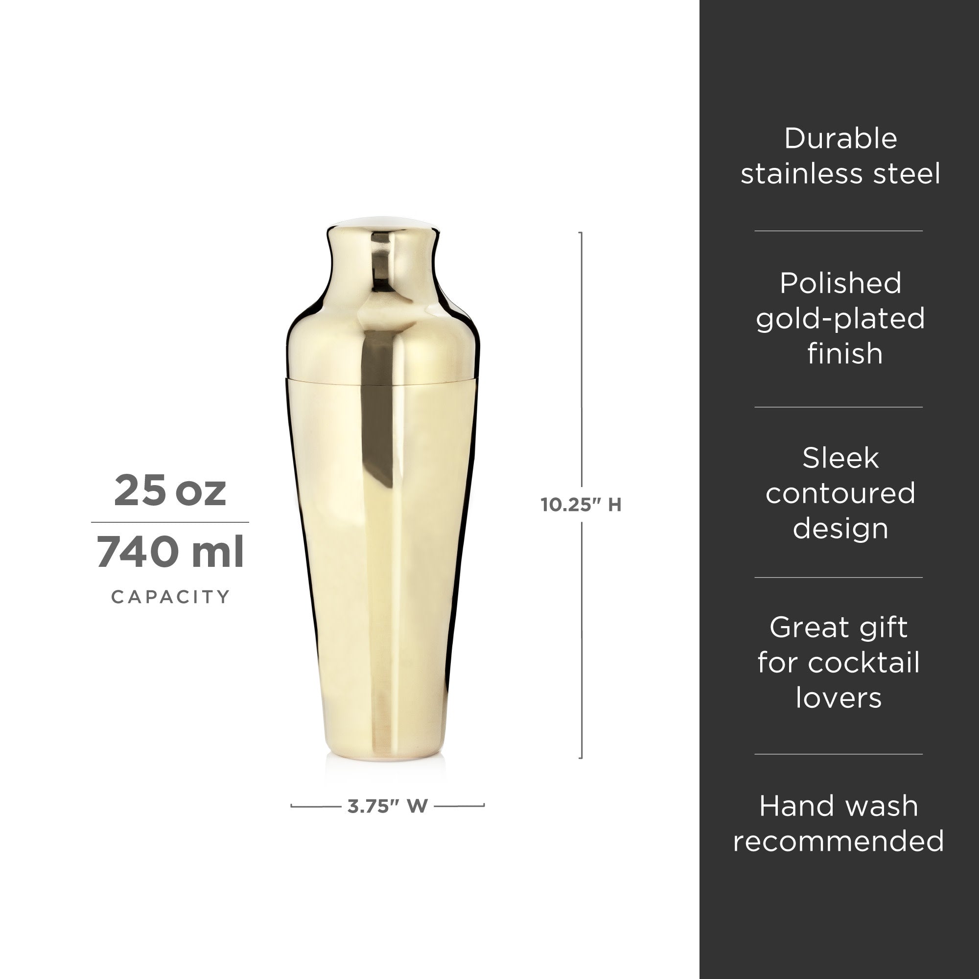 Premium Belmont Parisian Cocktail Shaker Set - 18/8 Stainless Steel Bar Mixing Tool for Martini, Margarita & Whiskey Sour - Perfect for Home Bars, Parties & Professional Bartenders